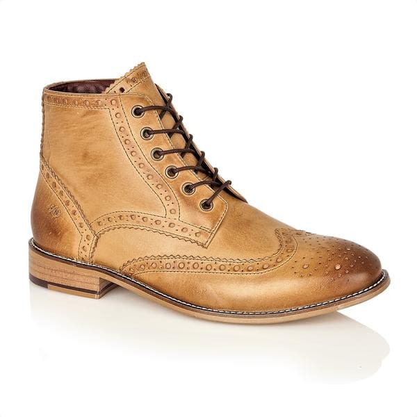 Stylish London Brogues Gatsby Tan Men's Dress Boots - Classic Oxford Shoes for Formal Wear & Business Occasions