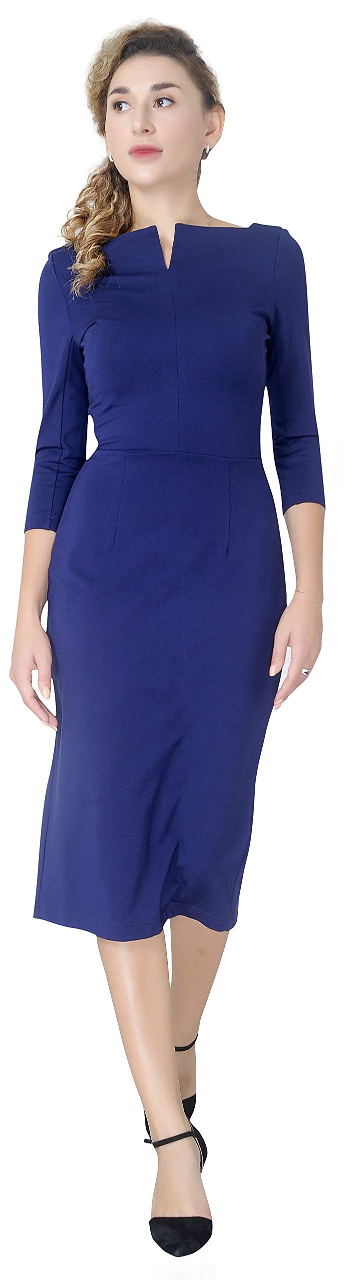 Marycrafts Women's Square Neck Sheath Dress - Business Office Work Dress for Women, Midi Length Formal Attire, Perfect for Corporate Meetings, Office Wear and Professional Events