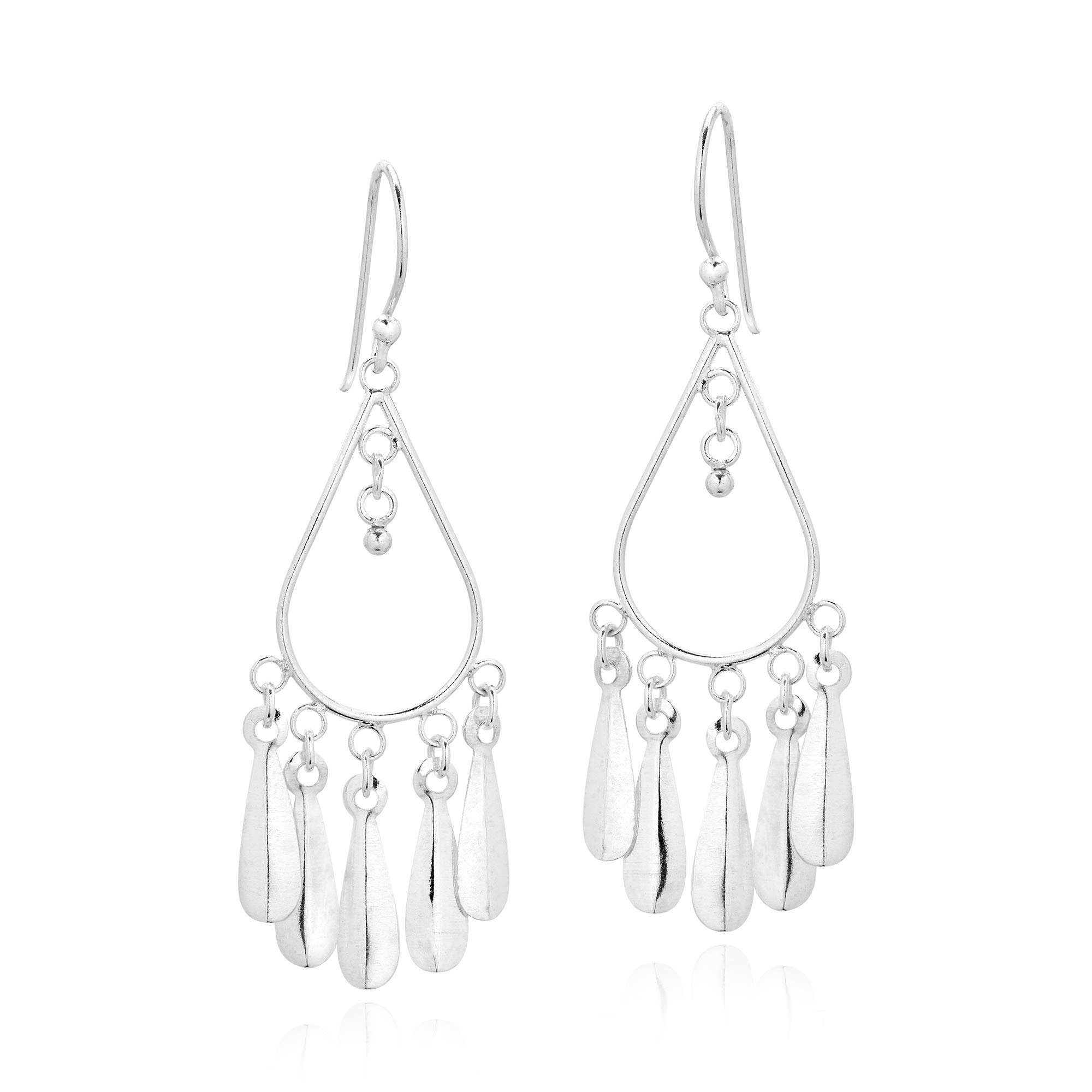 AeraVida Sterling Silver Teardrop Chandelier Earrings for Women | Elegant Dangling Bridal Earrings | Wedding Party Jewelry Gift | Perfect for Evening Galas, Prom Nights & Special Occasions