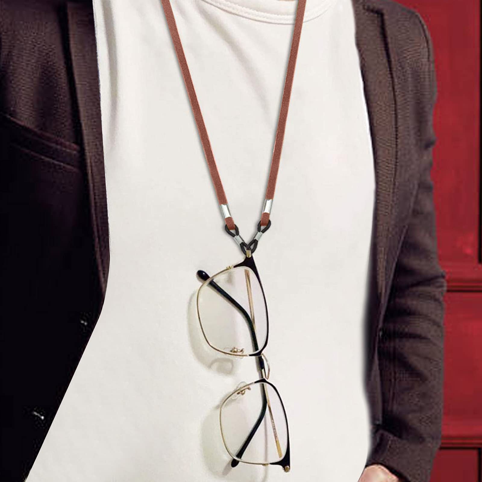 Adjustable PU Leather Eyeglass Strap - 5 Pack for Sports & Reading