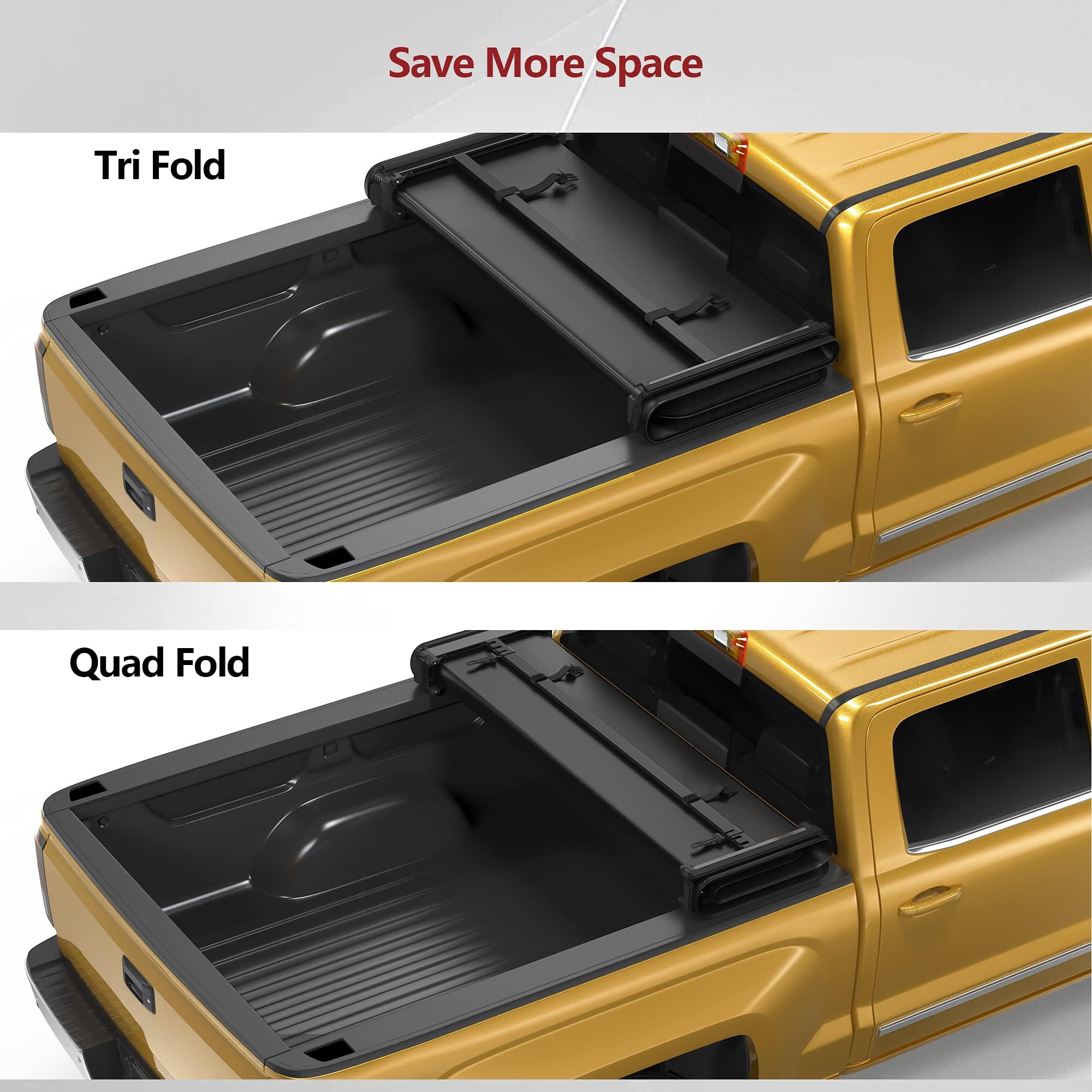 YITAMOTOR Soft Quad Fold Truck Bed Tonneau Cover for 2015-2025 Ford F150 F-150 5.5 ft Styleside Bed | Waterproof & Durable Truck Accessory | Perfect for Hauling, Camping & Outdoor Adventures
