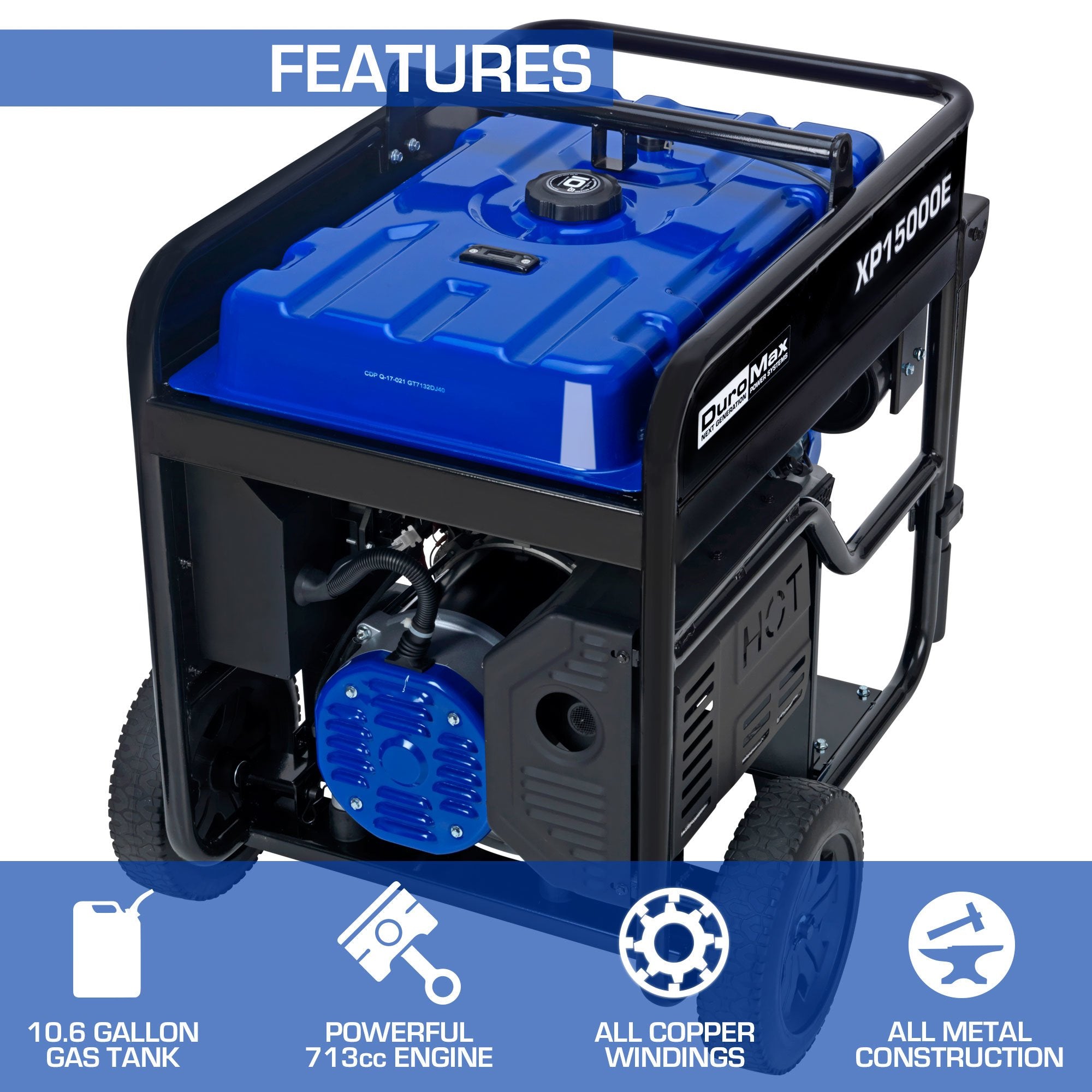 DuroMax XP15000E 15000W Dual Fuel Portable Generator with Electric Start - Ideal for Home Backup Power, Camping & Emergency Use