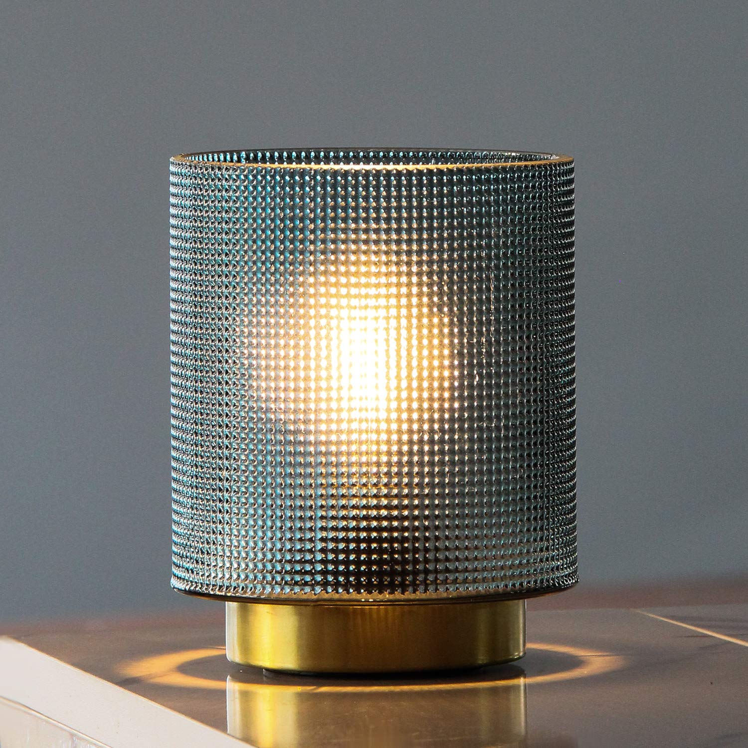 Battery Operated LED Table Lamp with Timer - Cordless Decorative Lantern Night Light for Bedroom, Living Room, Patio - Blue Home Decor Lighting for Nightstand, Desk & Outdoor Use