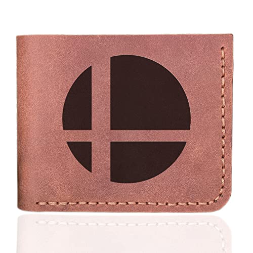 Premium Handmade Crazy Horse Leather Wallet for Men - Personalized Gamer Gift for Husband & Boyfriend - Super Smash Bros Themed Custom Wallet - Perfect for Gaming Enthusiasts & Everyday Carry