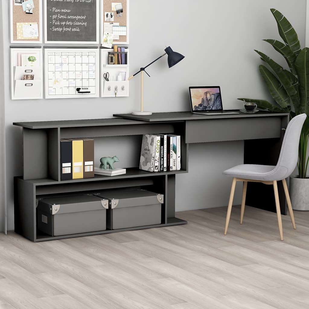 Minimalist Small Home Office Desk - Space Saving Writing Desk with Corner Design, 47.2