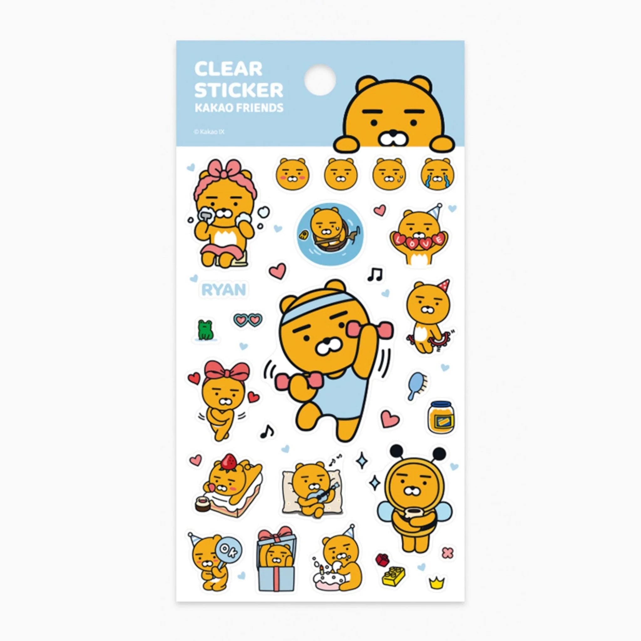 KAKAO FRIENDS Clear Stickers Pack of 4 - Cute Korean Cartoon Decals for Laptops, Planners & Water Bottles