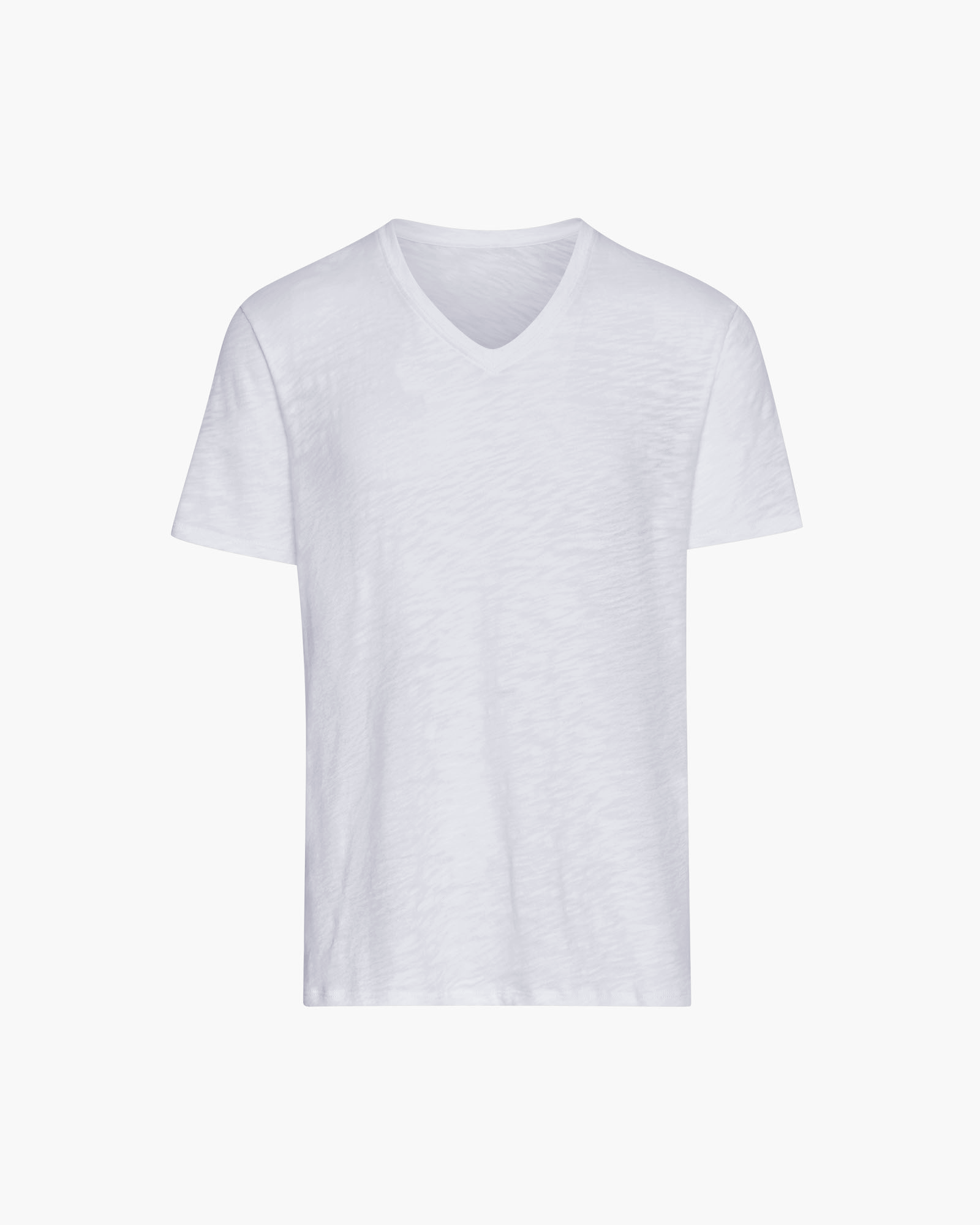 Slub Jersey V-Neck T-Shirt for Women - Soft Cotton White Tee - Casual Everyday Wear & Layering Essential