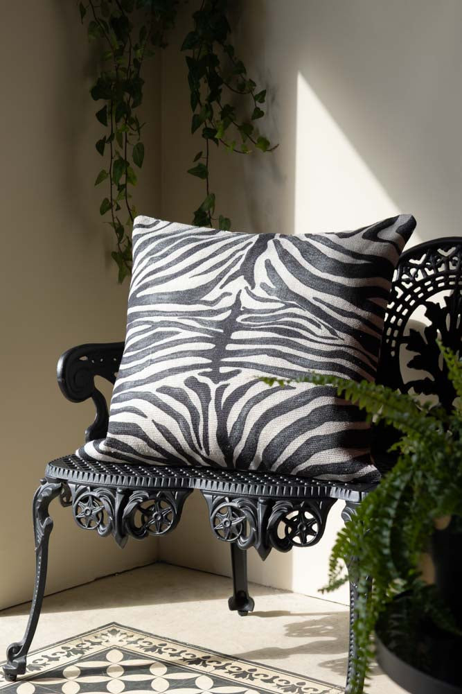 Zebra Print Outdoor Cushion - Waterproof & UV Resistant Patio Furniture Cushion for Garden, Poolside, and Deck - Comfortable & Durable Decorative Pillow for Outdoor Chairs, Loungers, and Benches