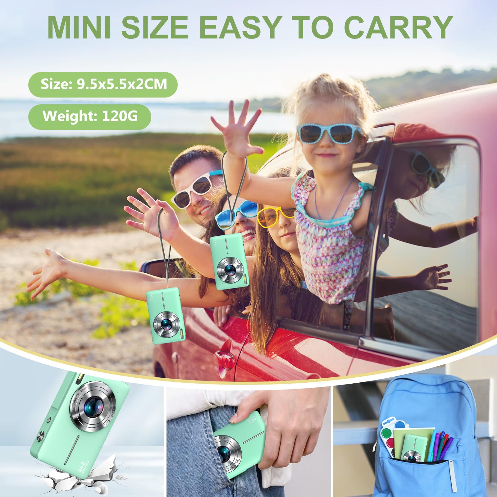 44MP 1080P Digital Camera with 16X Zoom & Image Stabilization - Compact Vlogging Camera with LED Fill Light for Kids, Teens & Beginners - Perfect for Travel, YouTube Videos & Family Events