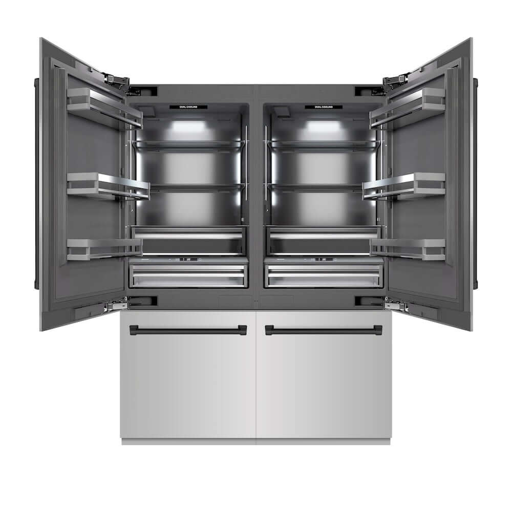ZLINE Autograph Edition 60-Inch Built-In French Door Refrigerator - 32.2 cu ft Capacity, Bottom Freezer, Water Dispenser & Ice Maker - Stainless Steel Exterior with Graphite Gray Interior & Matte Black Accents (GRBIVZ 304 60MB) - Perfect for Modern Kitchens, Open-Concept Homes & Luxury Appliances Collection