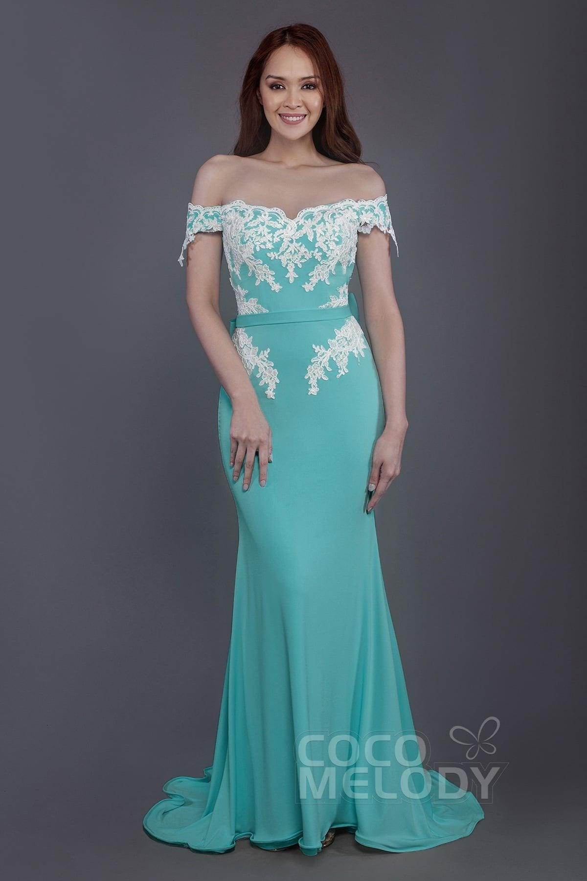 Elegant Mermaid Sweep Train Knitted Fabric Bridesmaid Dress PR3497 - Perfect for Weddings, Proms & Formal Events
