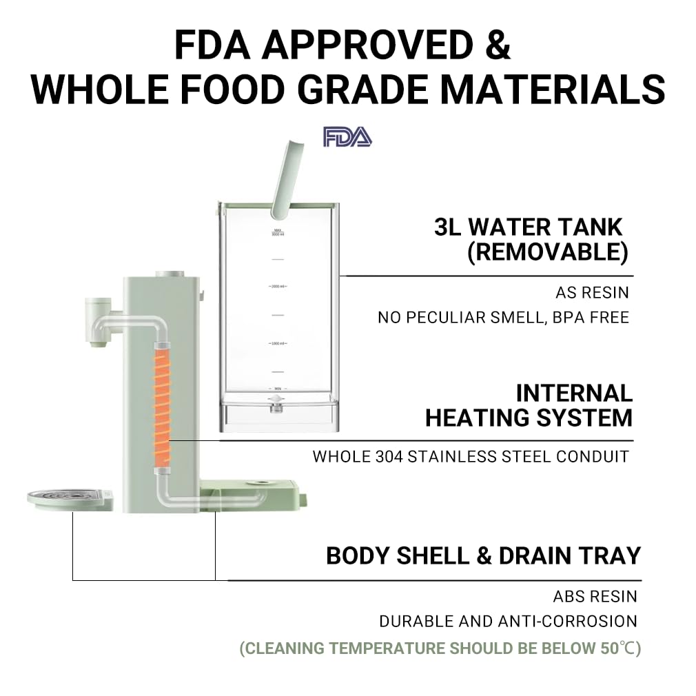 BUYDEEM S9013 Electric Instant Hot Water Dispenser - 3L (102oz) Countertop Water Boiler & Warmer with 8 Temperature Settings & 5 Output Options for Tea, Coffee, Baby Formula - Fast Heating, Energy Efficient - Perfect for Home, Office & Kitchen Use (Green)