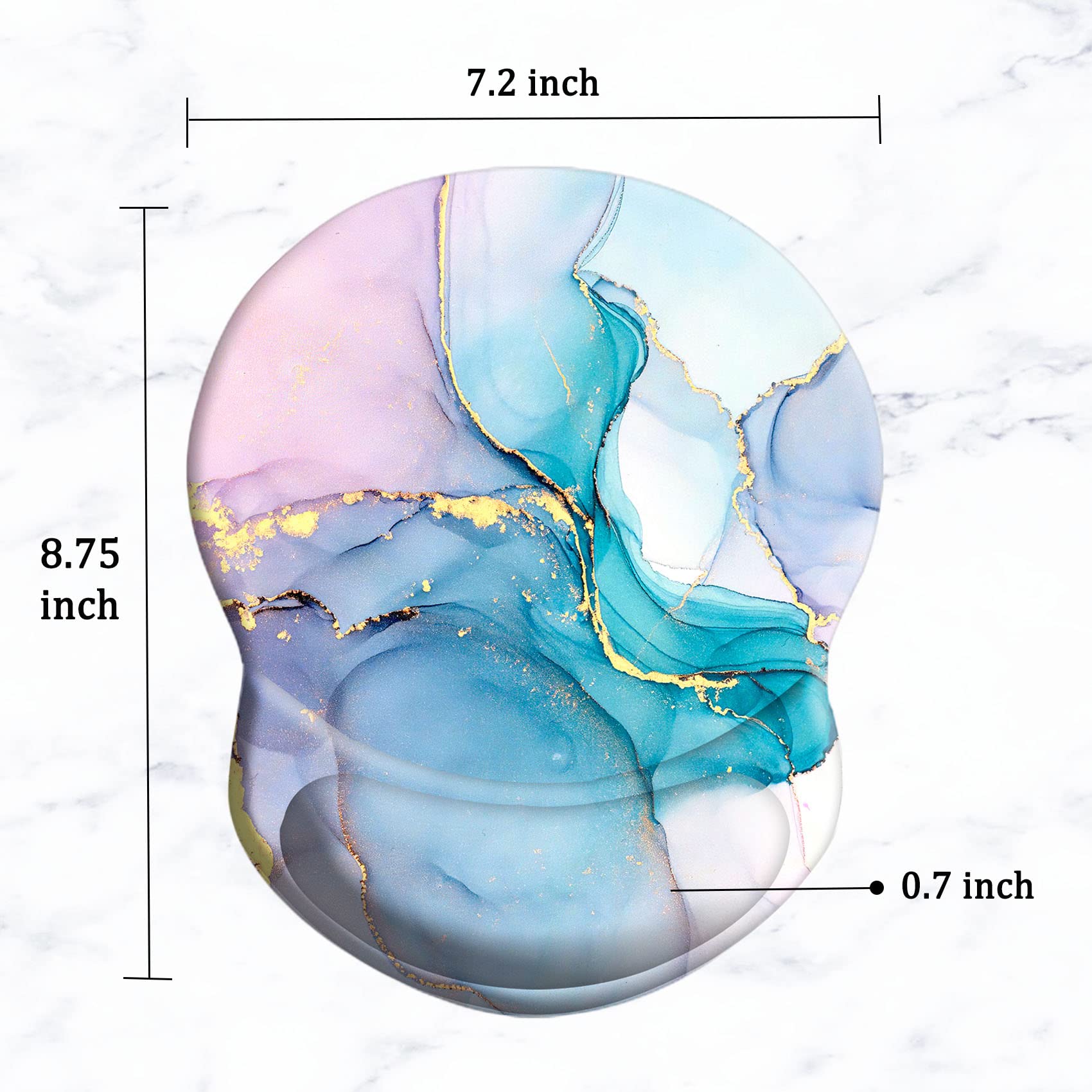 Ergonomic Mouse Pad with Wrist Support - Pain Relief Comfort for Office, Gaming & Study - Non-Slip PU Base Computer Mouse Pad (Pink Blue Marble) - Perfect for Home Office, PC Gaming & Long Work Sessions