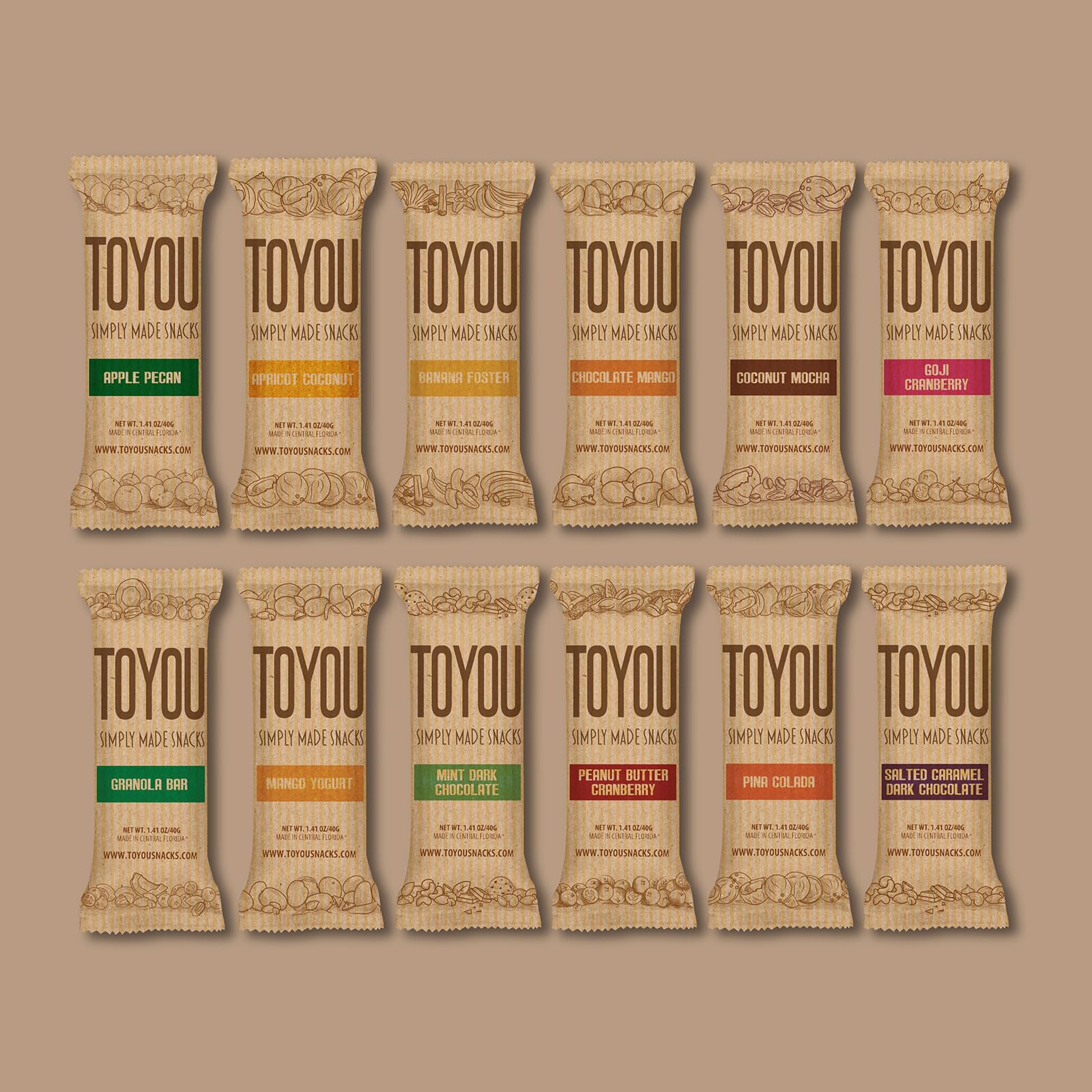 ToYou Granola Bars Variety Pack - 14 Count, Gluten Free, Healthy Snacks with Dried Fruit & Nuts, High Protein Bars for Adults & Kids - Perfect for Breakfast, Office, School Lunch or On-the-Go Snacking