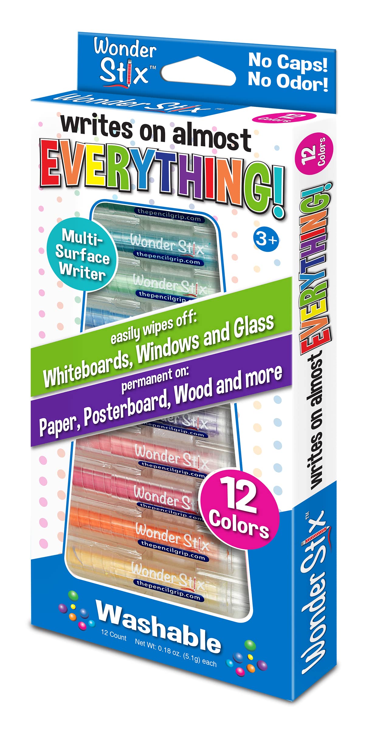 Wonder Stix Pastel Colors Dustless Chalk Crayons - 12 Pack Non-Toxic Washable Art Supplies for Kids, Perfect for Classroom, Sidewalk Drawing & Home Crafts