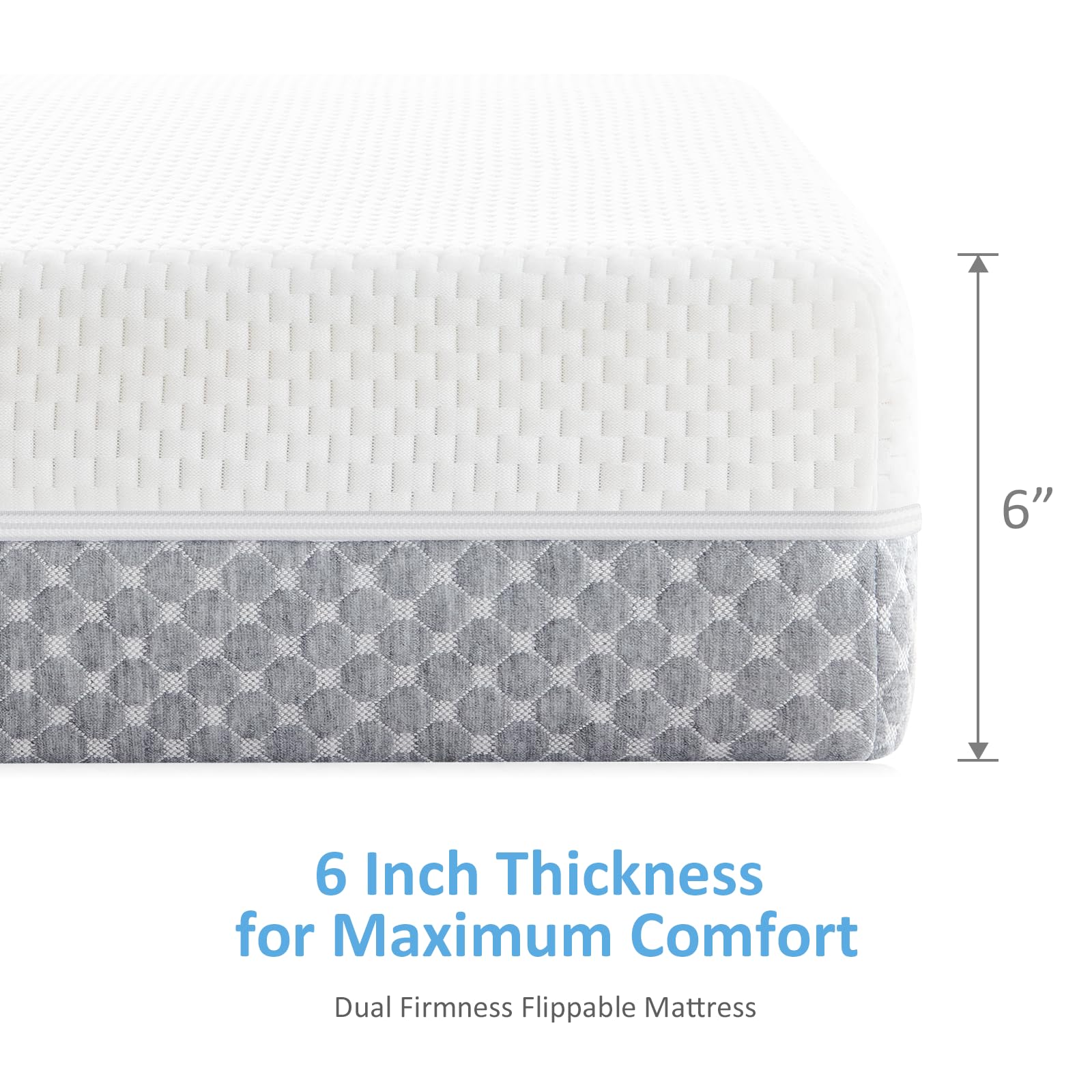 Dual-Sided Memory Foam Crib Mattress for Infants & Toddlers - Breathable 3-Layer Premium Baby Bed Mattress with Removable Washable Cover (White & Grey) - Perfect for Nursery, Daycare & Travel