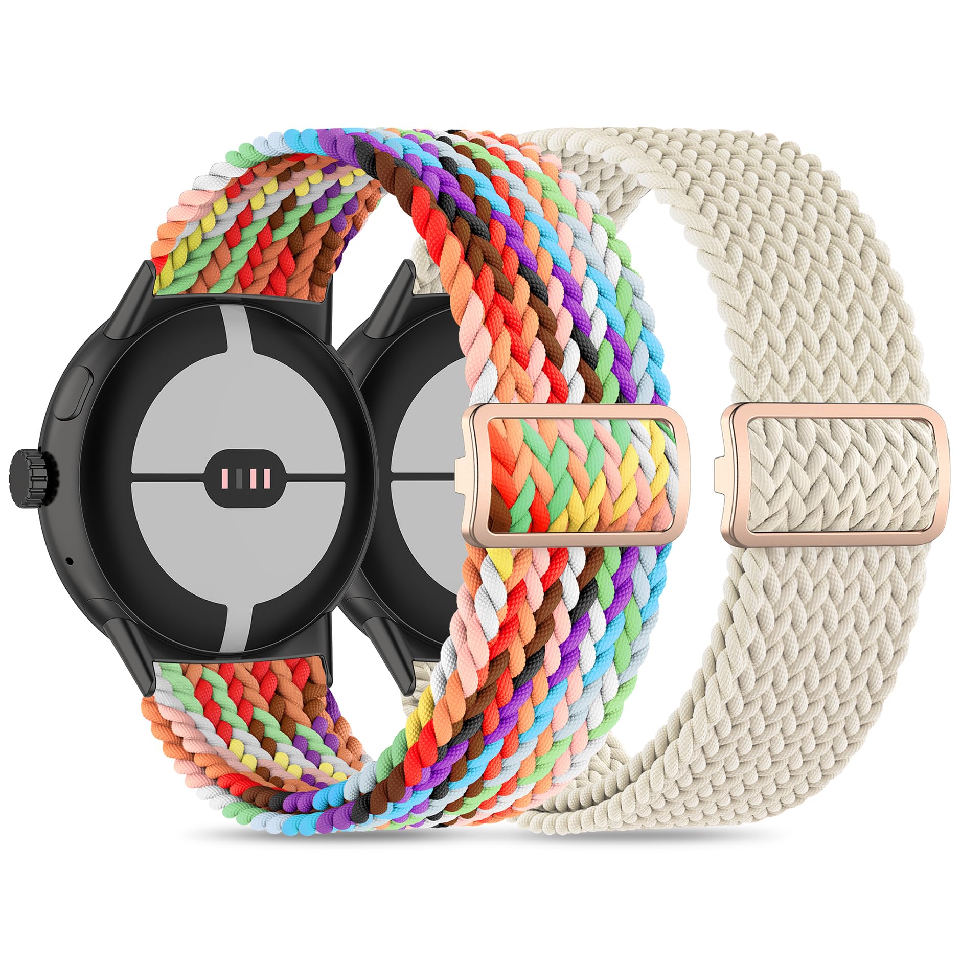 EverAct 2 Pack Braided Nylon Strap for Google Pixel Watch - Sport Loop for Men & Women - Gym & Daily Wear