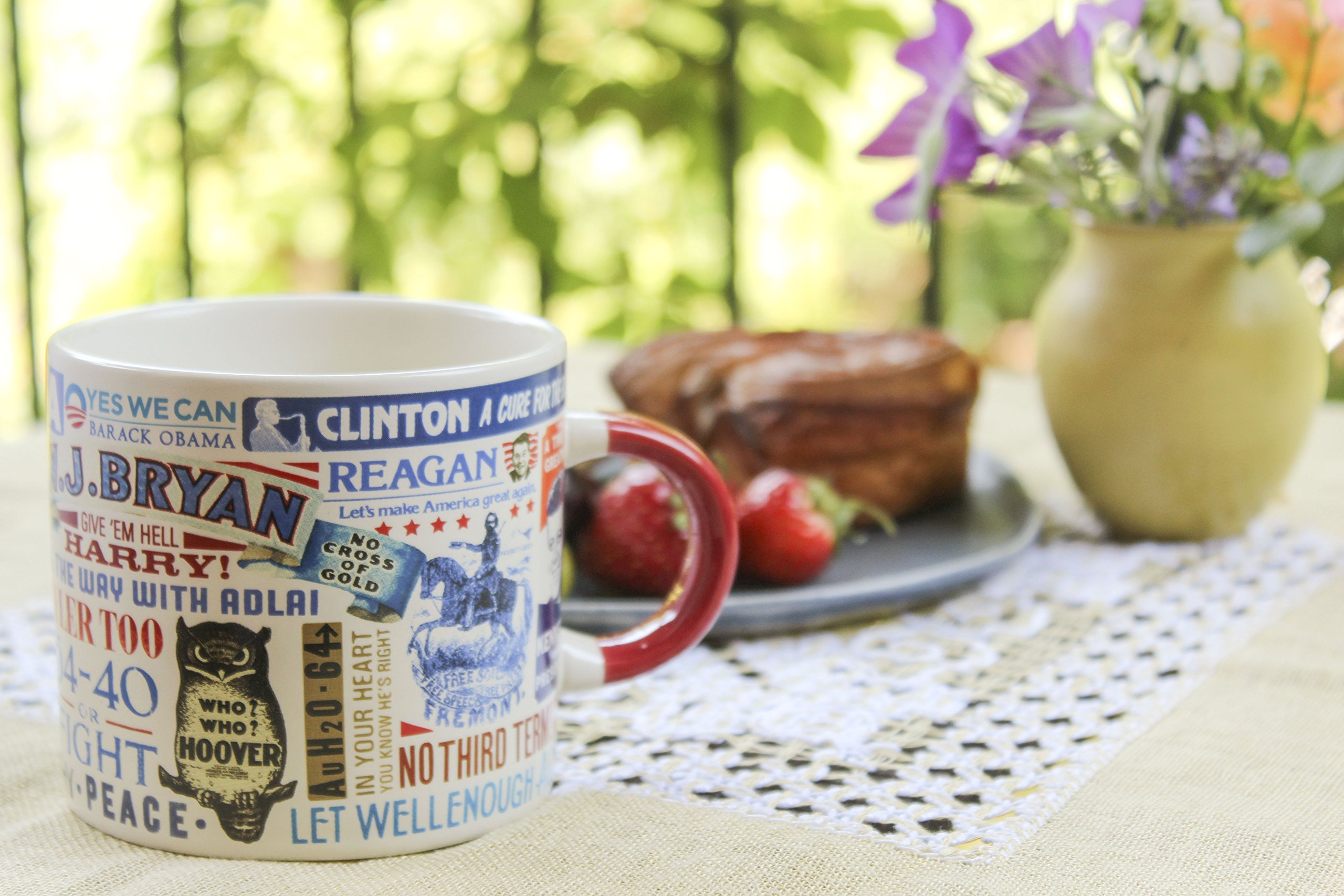 Unemployed Philosophers Guild Presidential Slogan Coffee Mug - 14 oz Ceramic Travel Mug with Historic Campaign Slogans from 'Tippecanoe and Tyler Too' to 'Yes We Can' - Fun Gift Box Included - Perfect for Office Use, Political Enthusiasts & History Lovers
