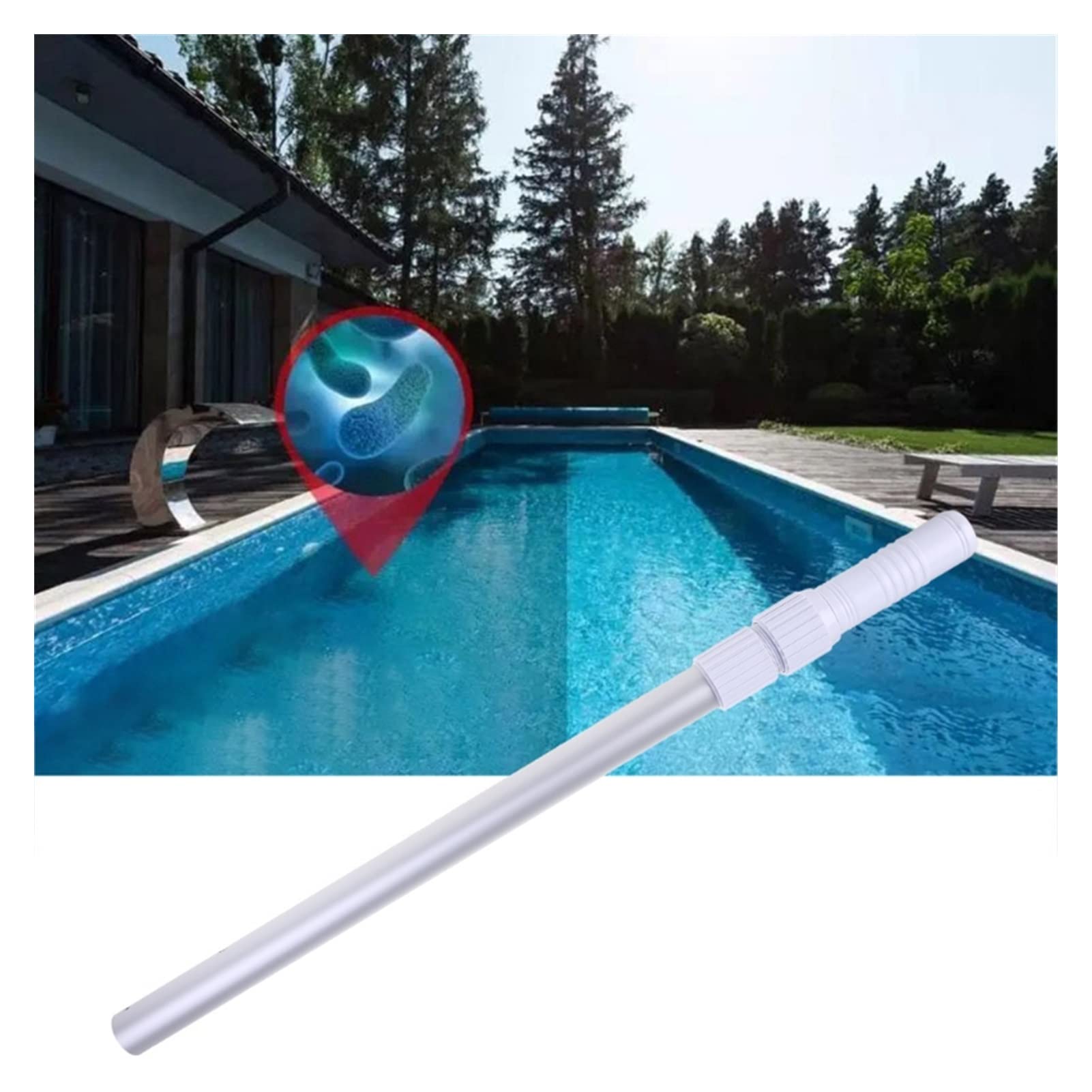 Telescopic Pool Cleaner Handle Rod - Adjustable Swimming Pool Cleaning Tool, Portable Handheld Net for Pool Maintenance & Fishing Accessories | Perfect for Backyard, Inground & Above Ground Pools