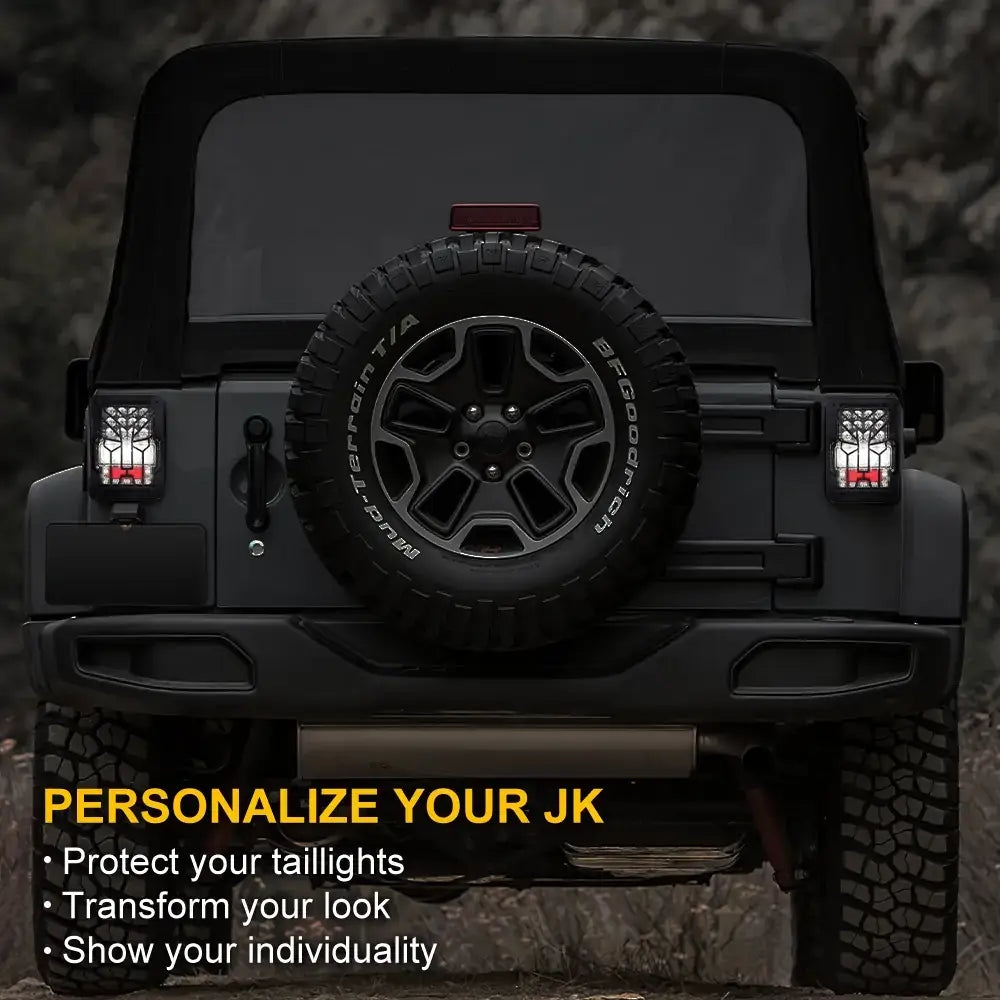 4D LED Taillight Guard for 2007-2018 Jeep Wrangler JK/JKU - Aluminum Alloy Protection with Bright Lighting - Perfect for Off-Roading & Night Driving