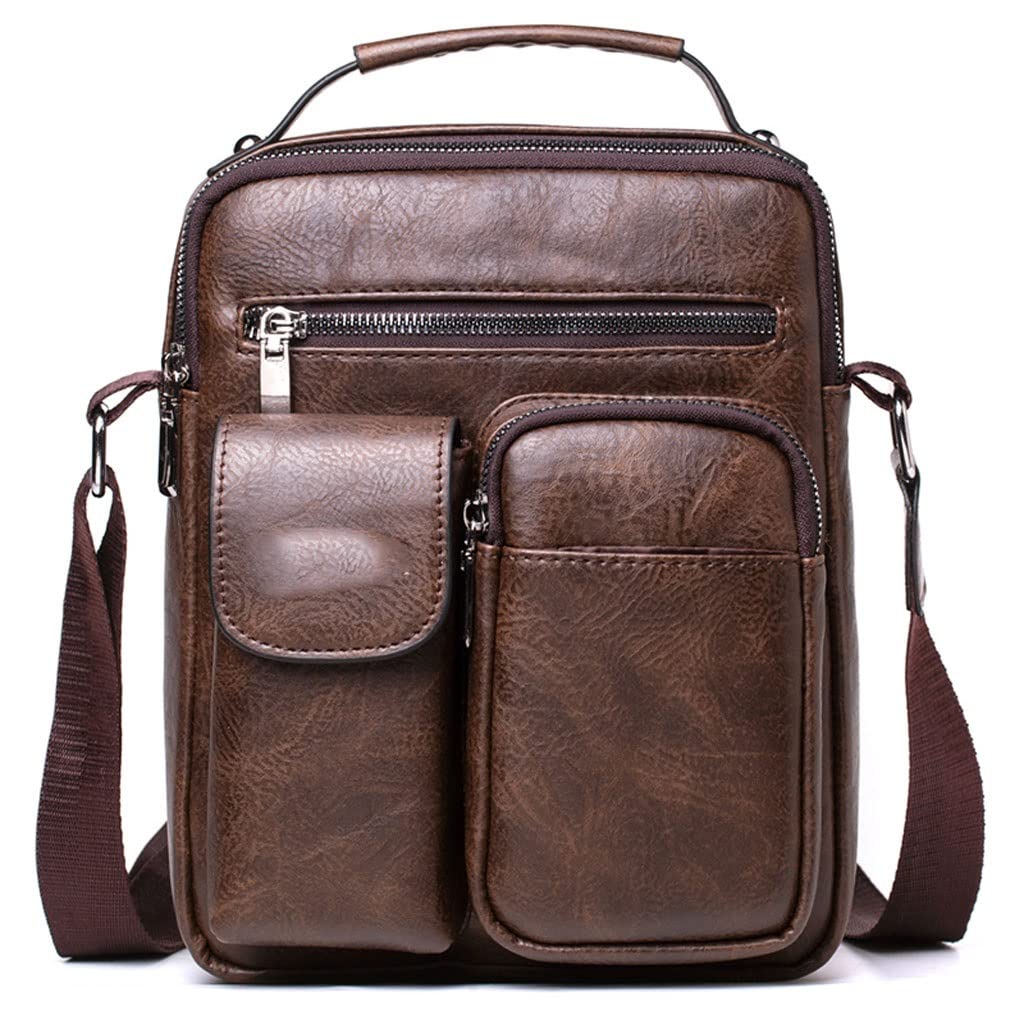 Premium Leather Men's Messenger Bag - Stylish Crossbody Shoulder Bag for Business & Casual Use - Small Briefcase Handbag for Work & Travel (Color: A, Size: Standard)