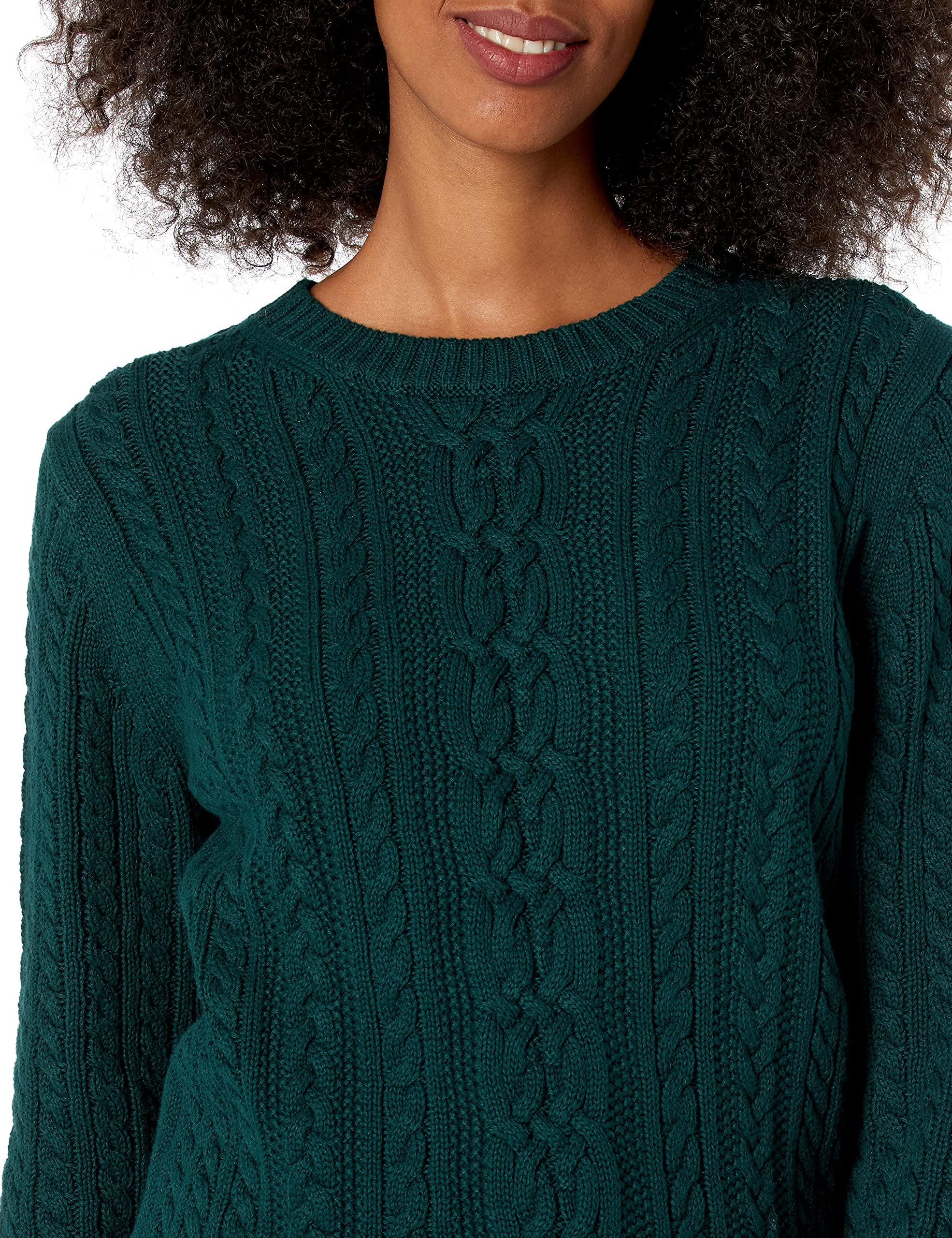Amazon Essentials Women's Fisherman Cable Knit Crewneck Sweater - Cozy Casual Pullover for Fall & Winter Outfits