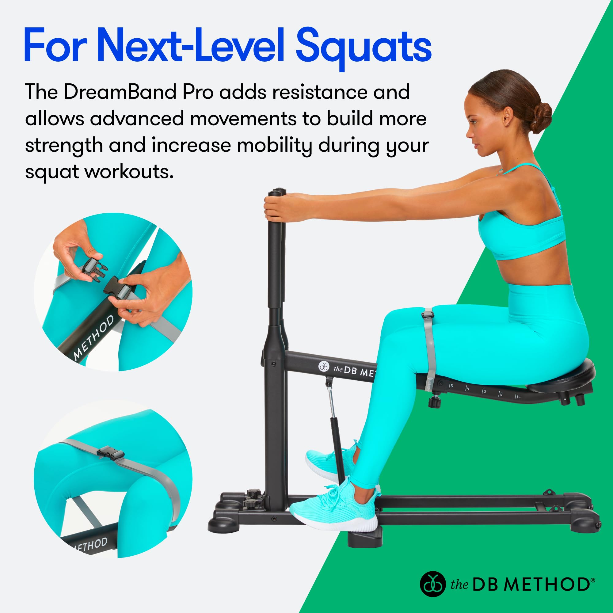 DB Method DreamBand Pro Squat Resistance Band - Low Impact Workout Band for Hip Stabilizer Muscles & Glute Activation | Home Gym Equipment for Perfect Squat Form | Ideal for Home Workouts, Physical Therapy & Fitness Training