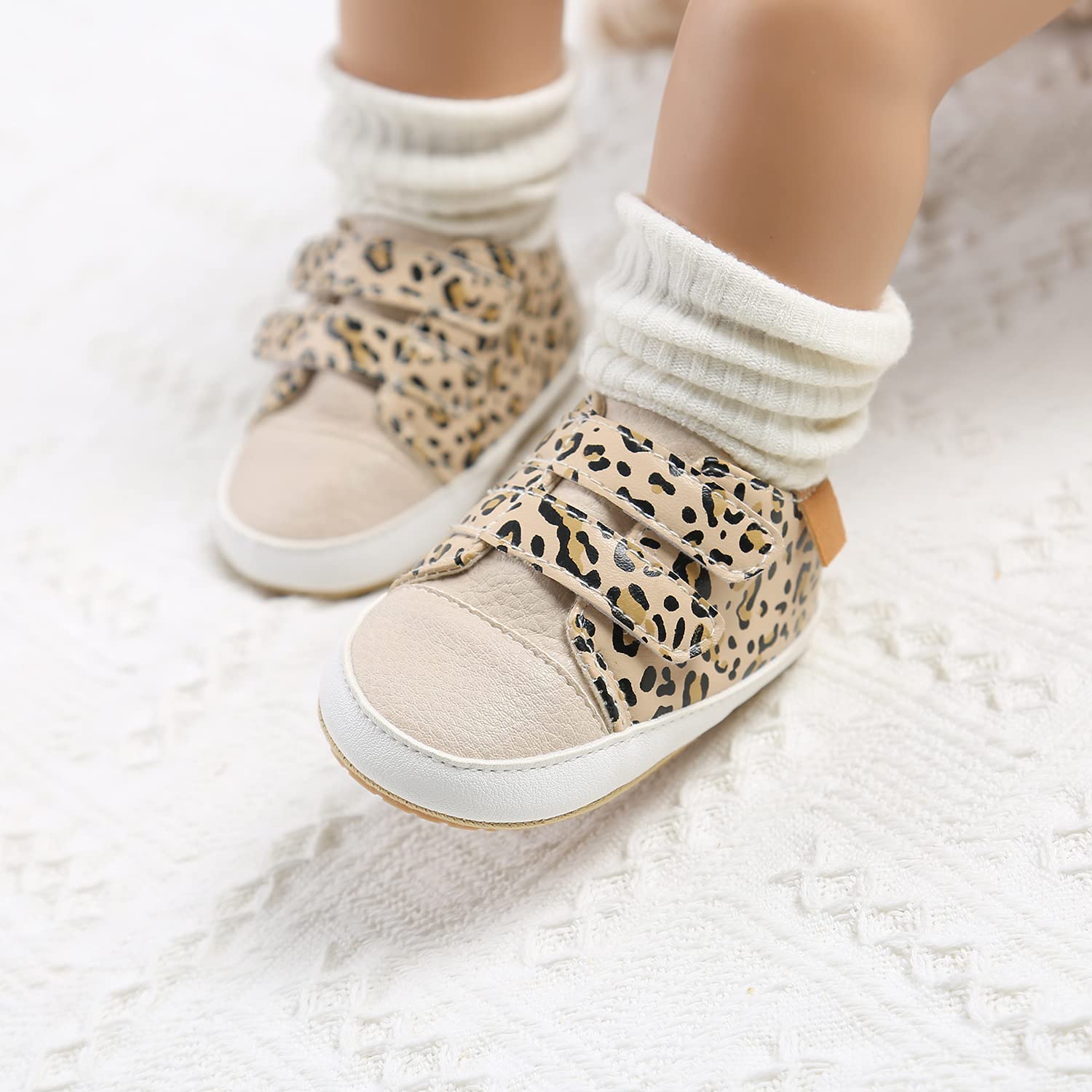 Non-Slip Rubber Sole Baby Boys & Girls High-Top PU Leather Sneakers - First Walking Shoes for Toddlers & Newborns | Perfect for Indoor Play, Outdoor Activities & Special Occasions