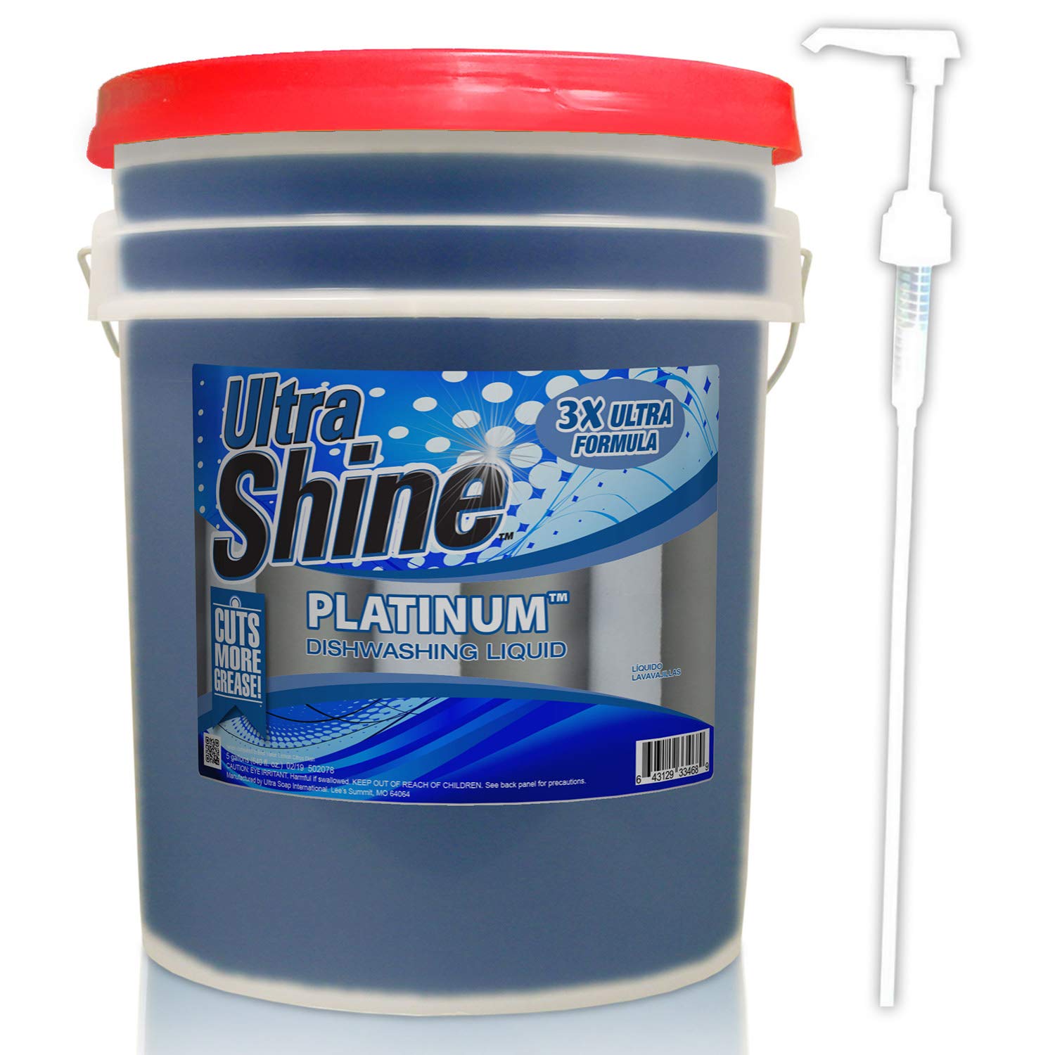 Ultra Shine Platinum Dish Soap 5 Gallons (640 oz) - Heavy Duty Commercial Grade Dishwashing Liquid for Restaurants, Kitchens & Food Service - Powerful Degreaser with Long-Lasting Shine