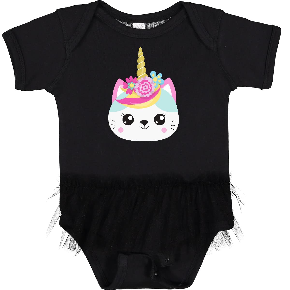 Inktastic Unicorn Cat Baby Bodysuit - Cute Floral Kitty Tutu Onesie for Infants | Perfect for Birthday, Photo Shoots & Special Occasions