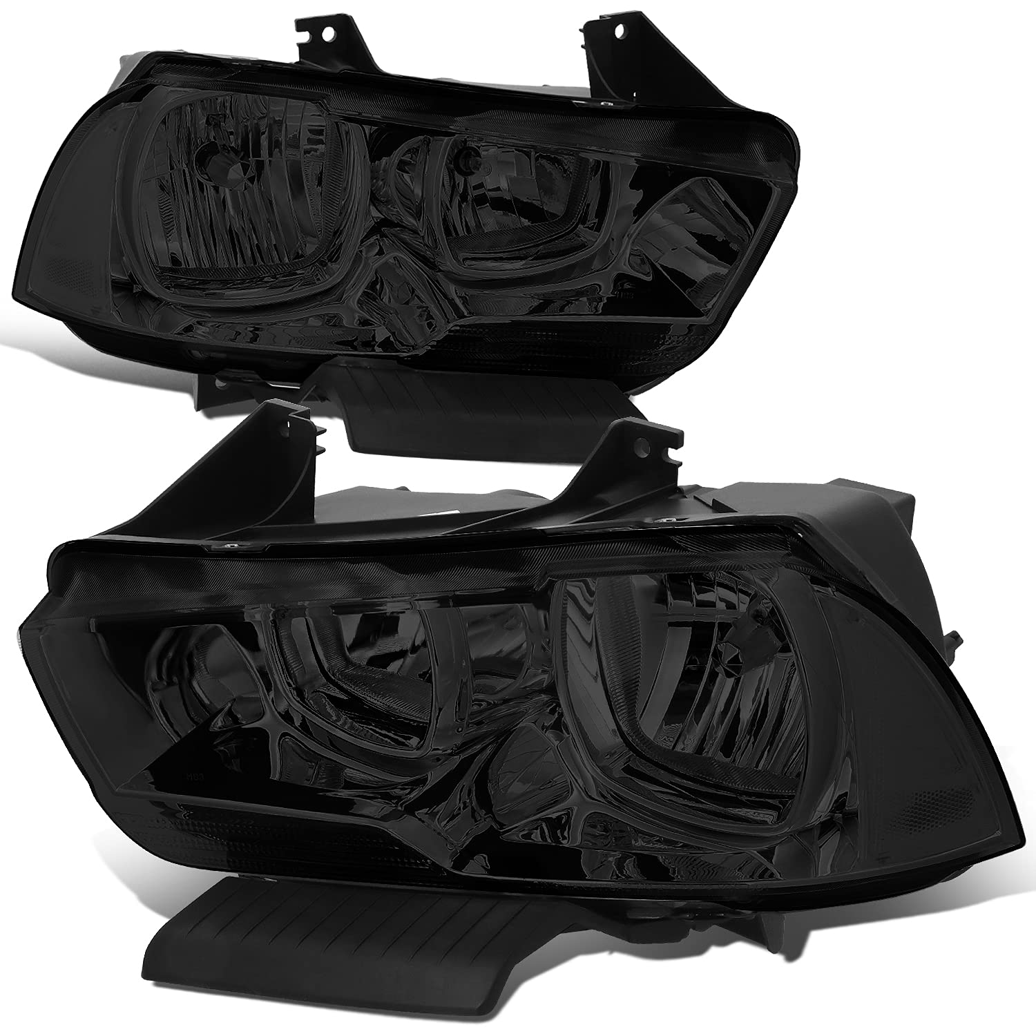 DNA MOTORING HL-OH-CHA11-SM-CL1 Smoke Lens Headlights for 2011-2014 Dodge Charger - Black Housing LED Projector Headlamps - Upgrade Your Ride for Night Driving & Custom Look