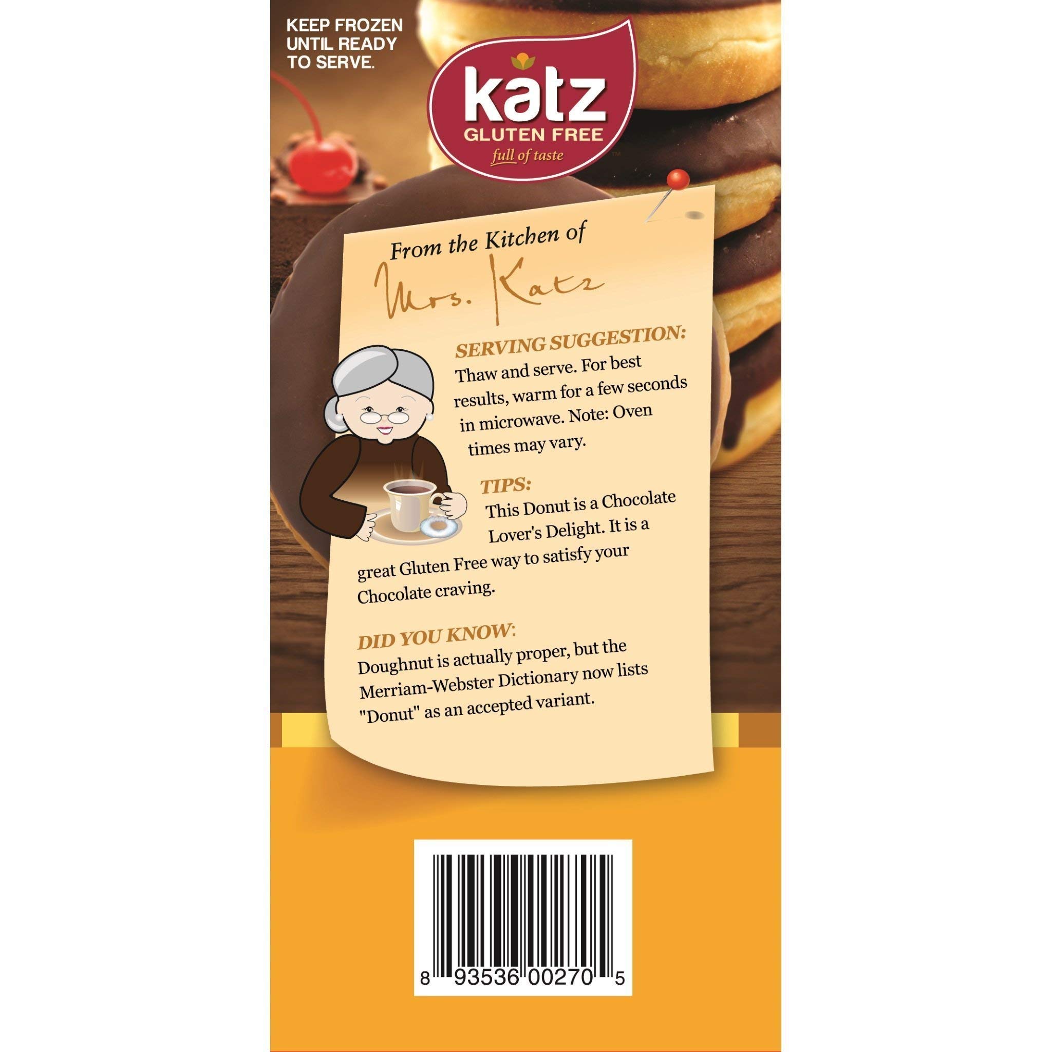 Katz Gluten Free Chocolate Frosted Donuts - Dairy Free, Nut Free, Soy Free, Vegan & Kosher Certified (6 Pack, 14oz) - Perfect for Breakfast, Snacks & Special Diets