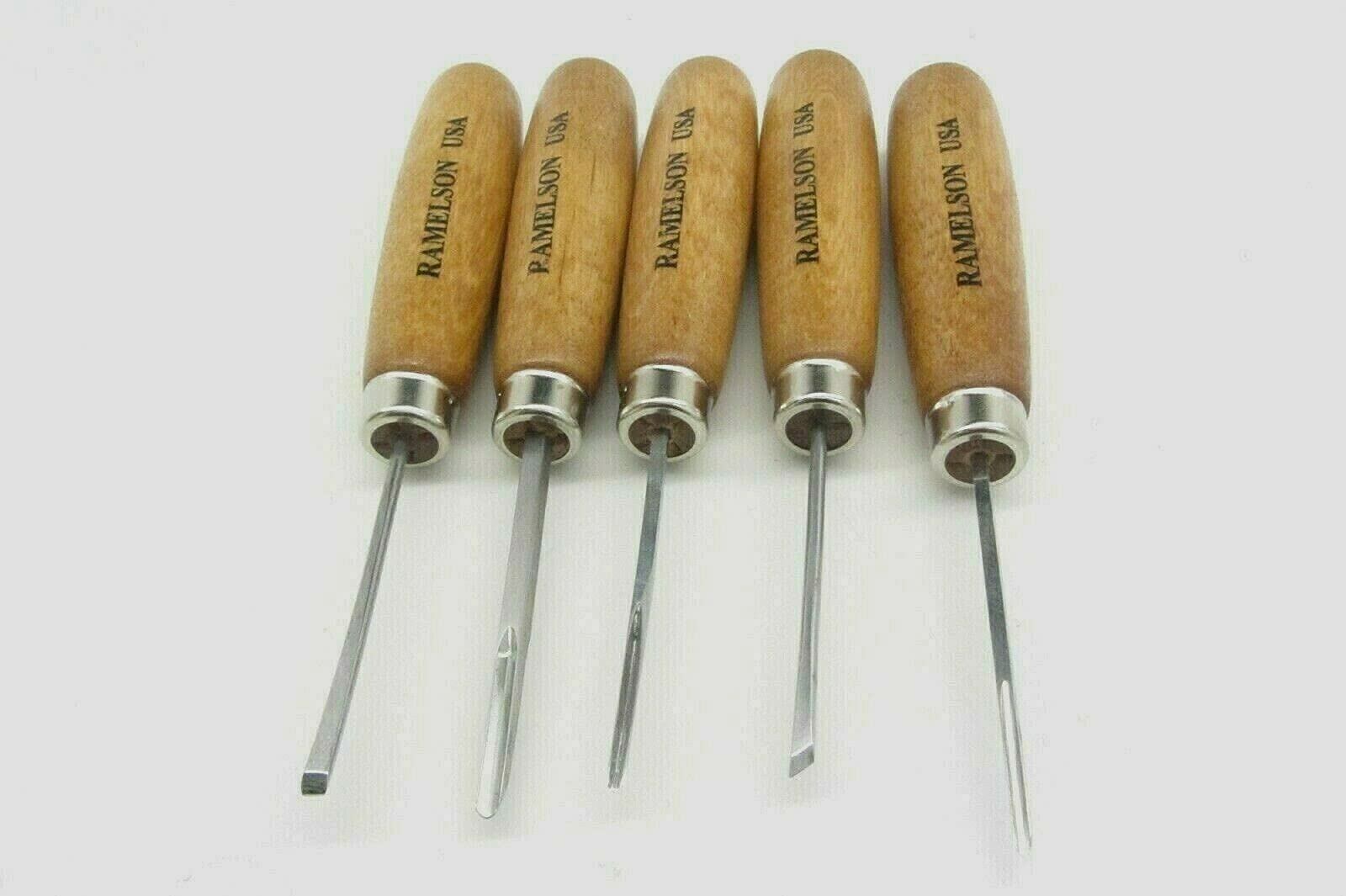 5-Piece Micro Miniature Wood Carving Tools Set - Professional Luthier Violin Making Kit by Ramelson USA (Model 106H) - Perfect for Detailed Woodworking, Instrument Repair & Fine Craftsmanship