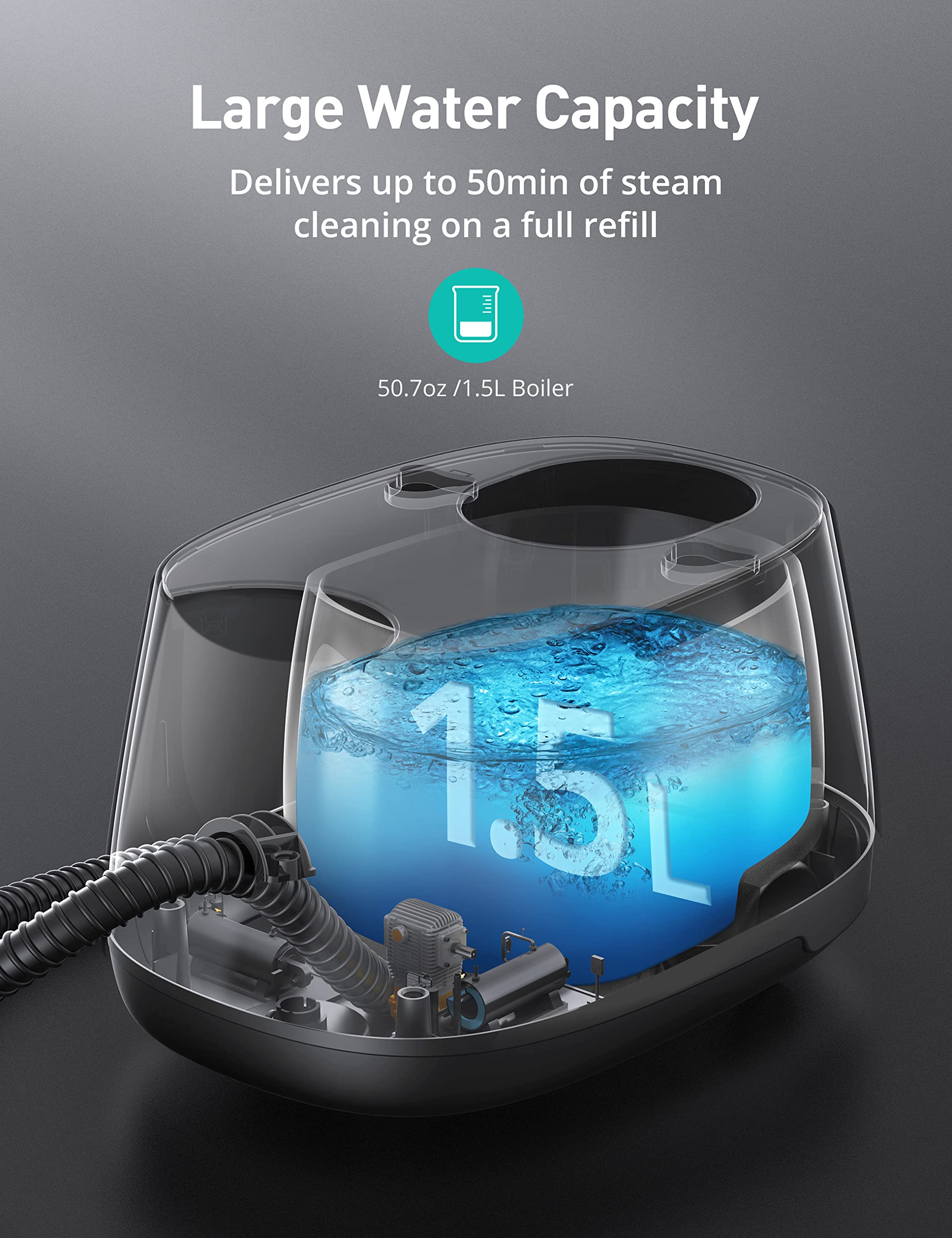 Upgraded Aspiron Steam Cleaner with 21 Accessories - 1.5L Portable Multi-Purpose Steamer for Carpet, Upholstery, Floors & Car Detailing - Quick Heating Heavy Duty Cleaning Tool for Home & Auto Care (Blue)