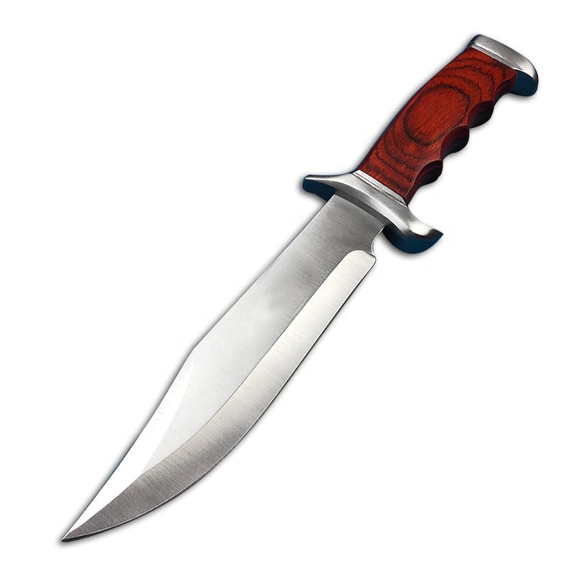 12.4 Inch Survival Hunting Knife - 5Cr13 Stainless Steel Fixed Blade with Wood Handle, Tactical Outdoor Camping Knife for Jungle Survival, Bushcraft & Wilderness Adventures