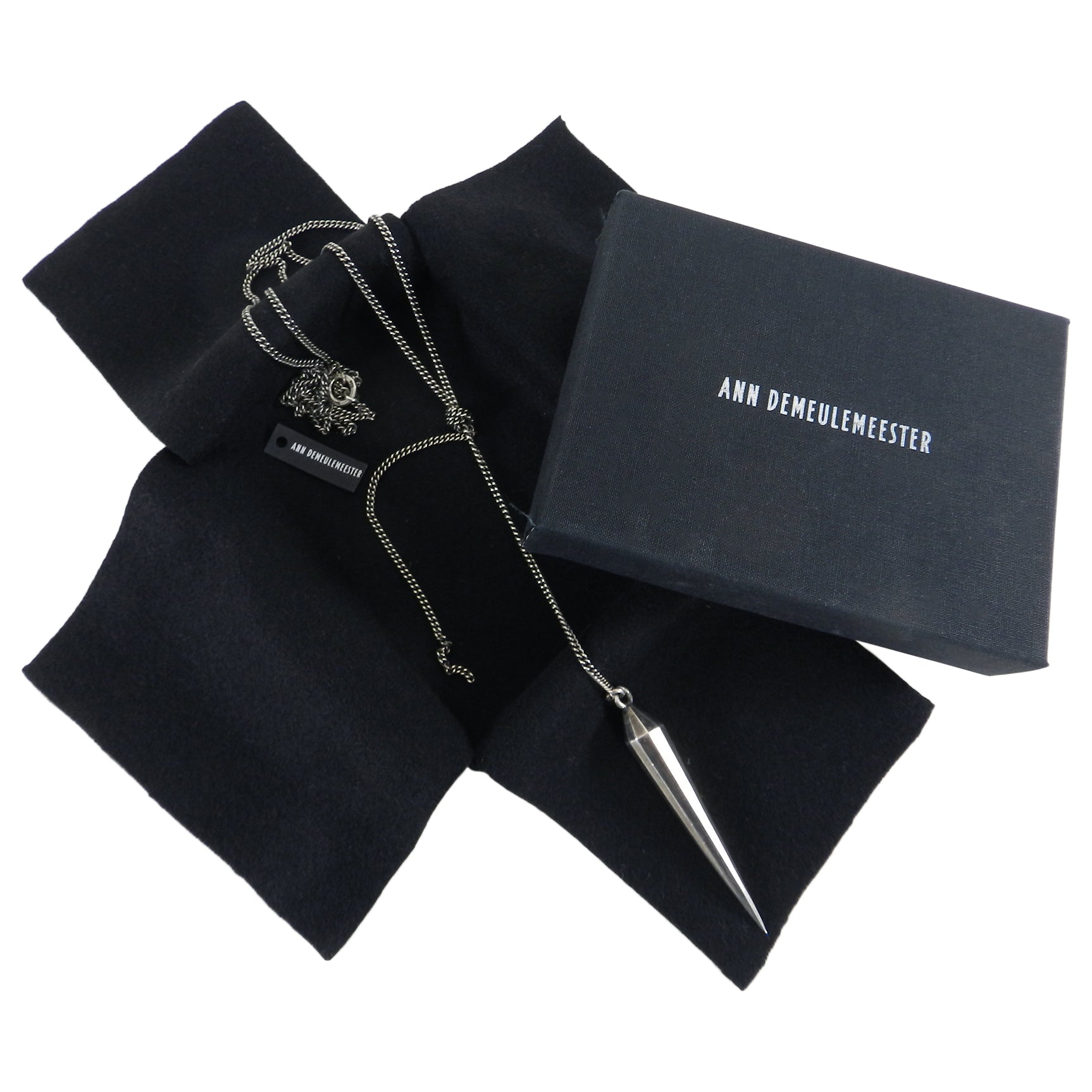 Ann Demeulemeester Sterling Silver Long Pendant Necklace for Women - Elegant Minimalist Layering Jewelry for Everyday Wear & Special Occasions