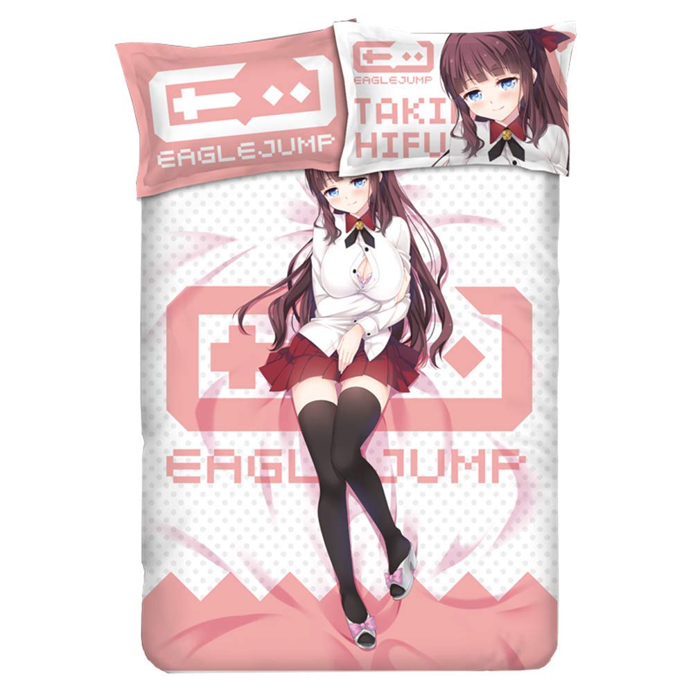 KOSEART Takimoto Hifumi New Game Anime Bedding Set - Soft Comforter, Duvet Cover & Pillowcases for Anime Fans | Perfect for Gaming Rooms, Dorm Decor & Anime Themed Bedrooms
