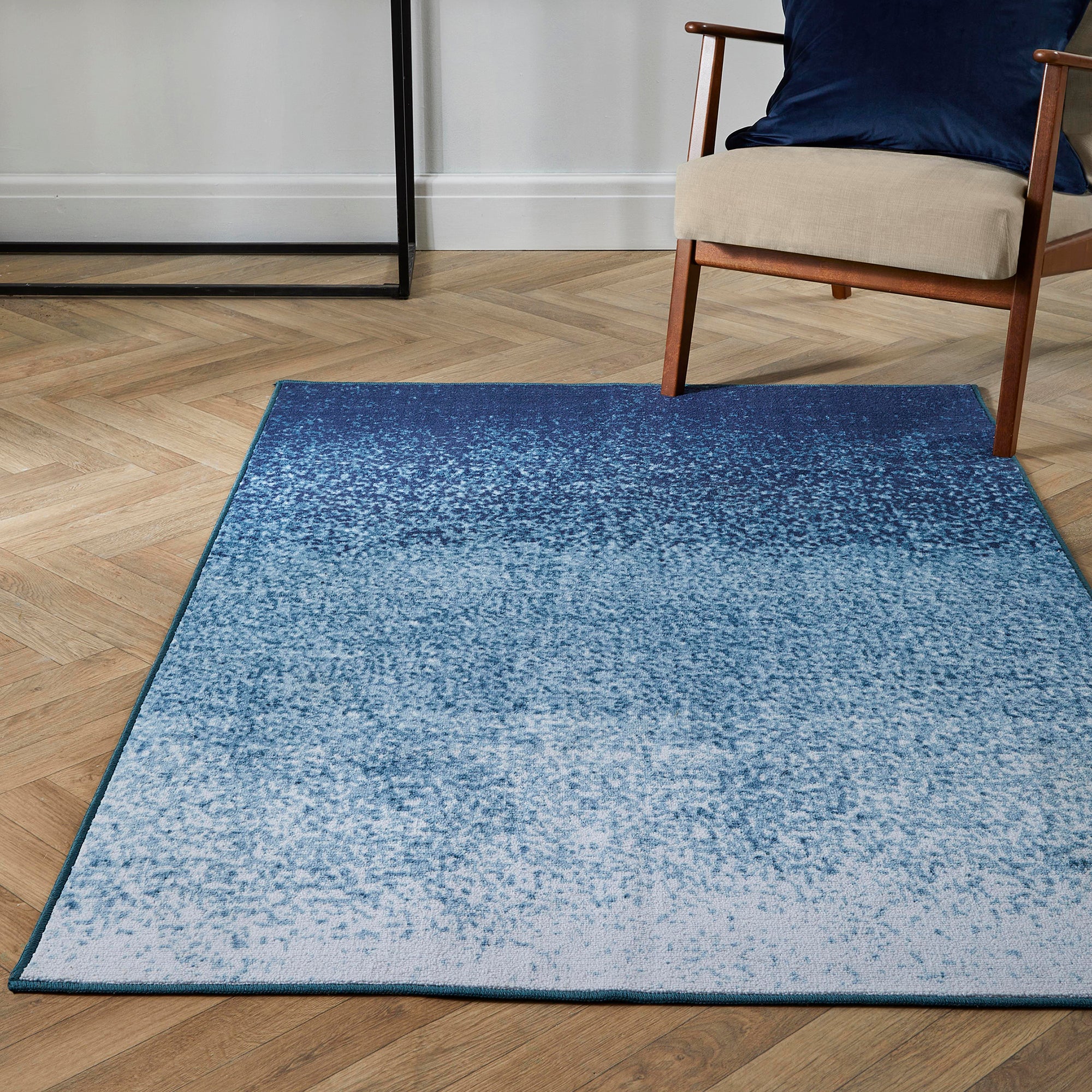 Fusion Lex Washable Rug - Blue | Non-Slip & Machine Washable Area Rug for Living Room, Bedroom, or Nursery | Soft & Durable Home Decor