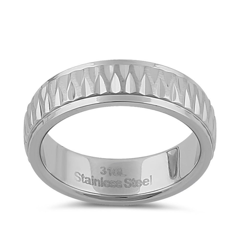 Premium Stainless Steel Men's Wedding Band Ring - Diamond Cut Design for Grooms & Anniversary Gifts - Perfect for Weddings, Engagements & Special Occasions