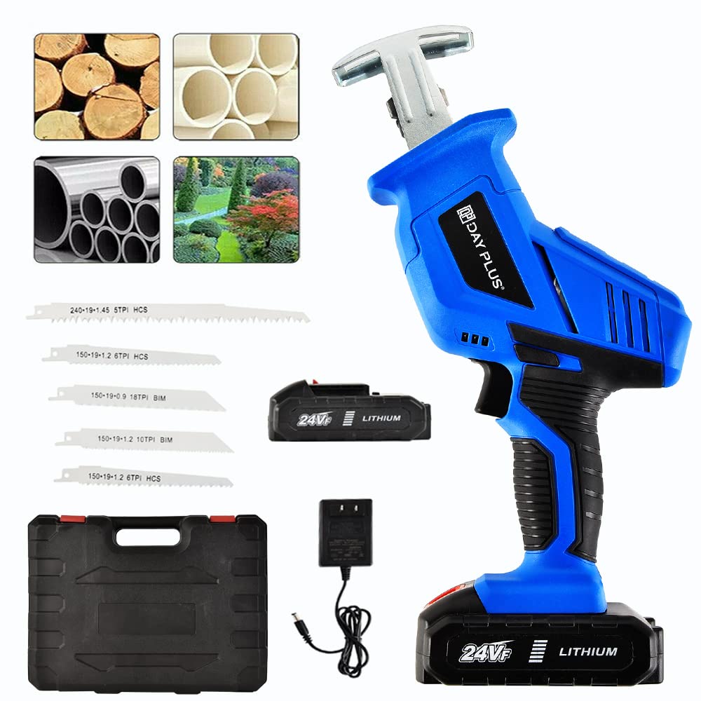 Cordless Reciprocating Saw - 20V Electric Wood Saw with 2 x 1.5Ah Batteries for Cutting Metal, Wood, PVC Pipes & Tree Pruning | Portable DIY Power Tool for Indoor & Outdoor Projects - Home Renovation, Construction & Landscaping