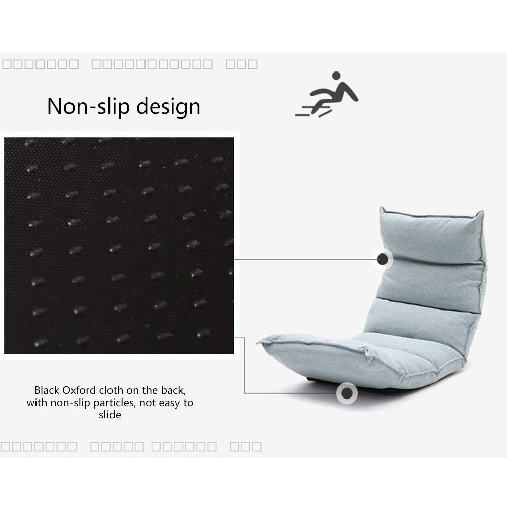 Adjustable Floor Lounge Chair with Removable Washable Backrest - 6-Position Reclining Cotton Sofa for Living Room, Bedroom, Balcony & Bay Window - Comfortable Khaki Floor Seating for Reading, Relaxing & Meditation