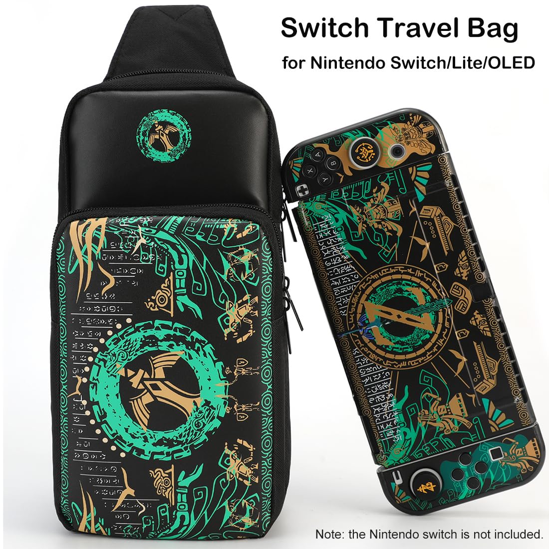 Nintendo Switch/Lite/OLED Travel Bag - Portable Sling Shoulder Crossbody Carrying Case with Game Card Storage & 4 Thumb Grip Caps | Perfect for Zelda Tears of the Kingdom & On-the-Go Gaming Accessories