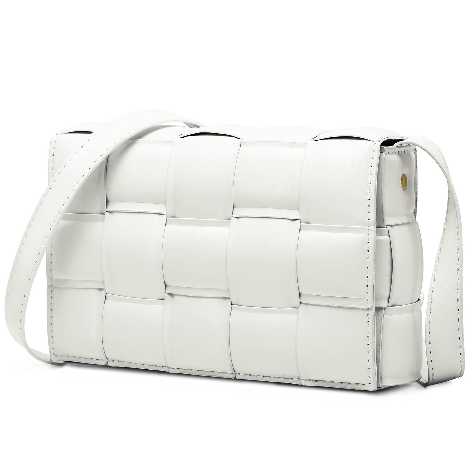 Stylish Woven Crossbody Bags for Women - Small Shoulder Cassette Purse in White | Perfect for Everyday Use, Travel & Shopping