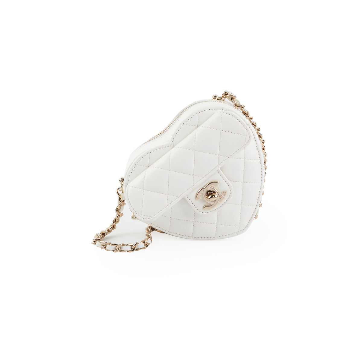 Chanel Mini Heart Bag White - Elegant & Stylish Crossbody Bag for Women | Perfect for Date Night, Parties & Special Occasions