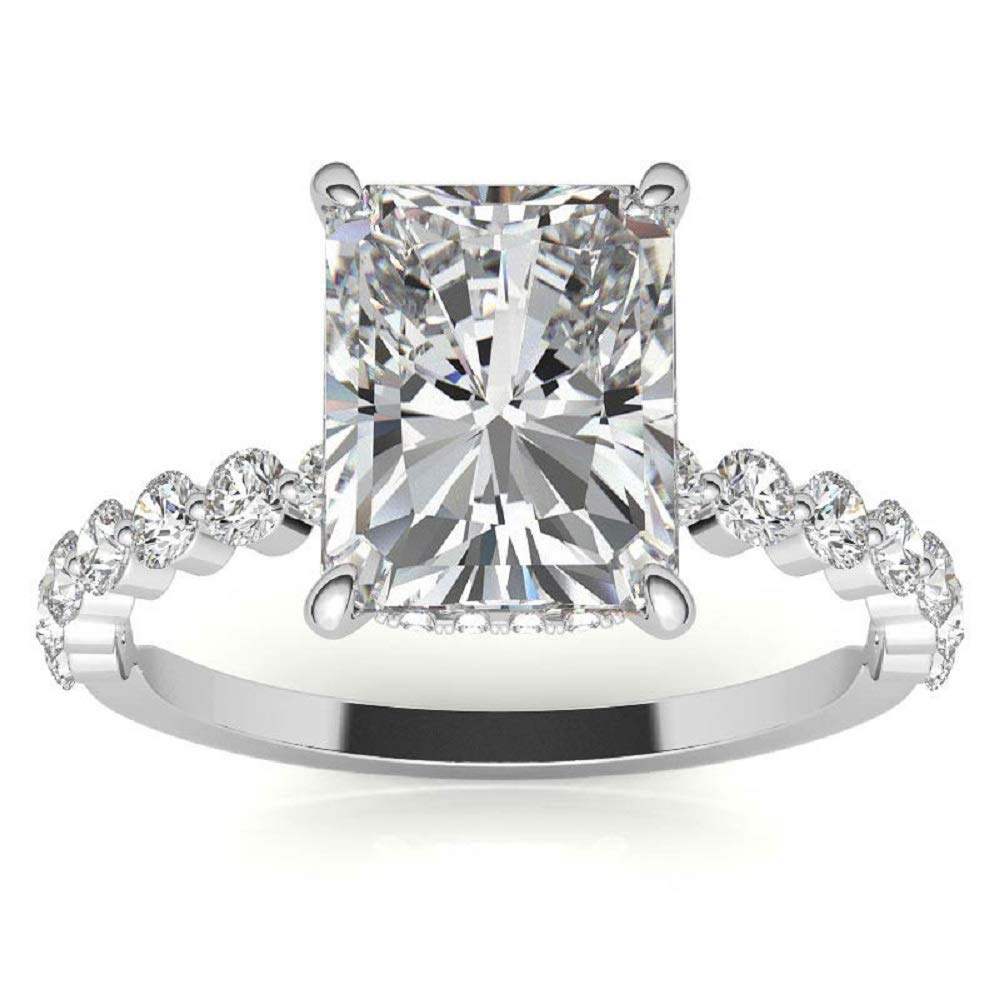 4 CT Emerald Cut Moissanite Engagement Ring - Vintage Wedding Eternity Band with 4-Prong Solitaire Setting in Sterling Silver - Anniversary Promise Ring Gift for Women - Perfect for Proposals, Weddings & Special Occasions
