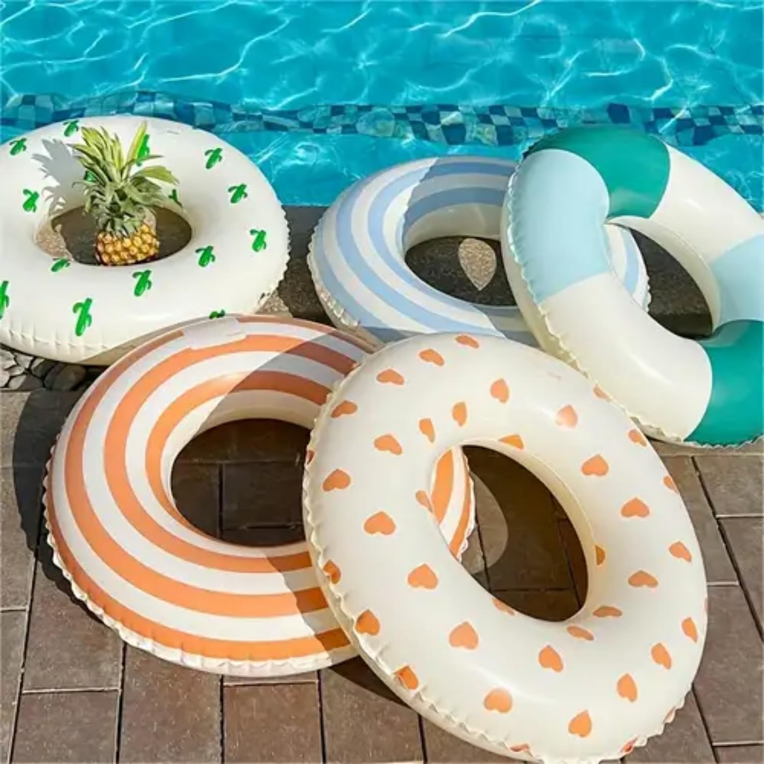 Best Inflatable Pool Floats for Kids Ages 5-10 - Striped Swim Tubes & Cute Floaties - Perfect Water Toys for Beach, Pool Party & Summer Fun