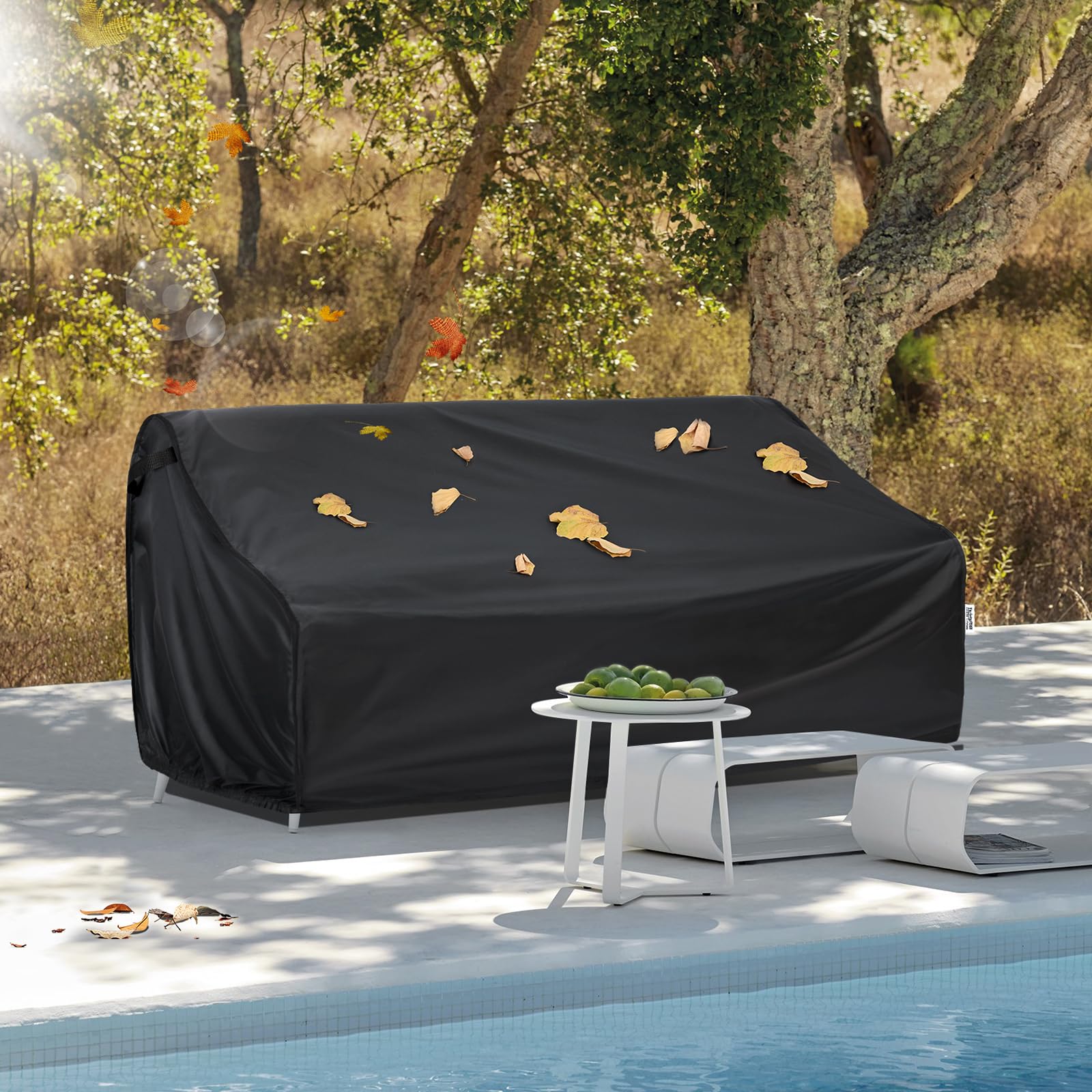 Waterproof 3-Seater Outdoor Sofa Cover - 79Wx37Dx35H Inches, Sunproof Patio Furniture Covers for Lawn, Garden & Backyard - Heavy Duty Black Sofa Protector for Rain, Snow & UV Protection