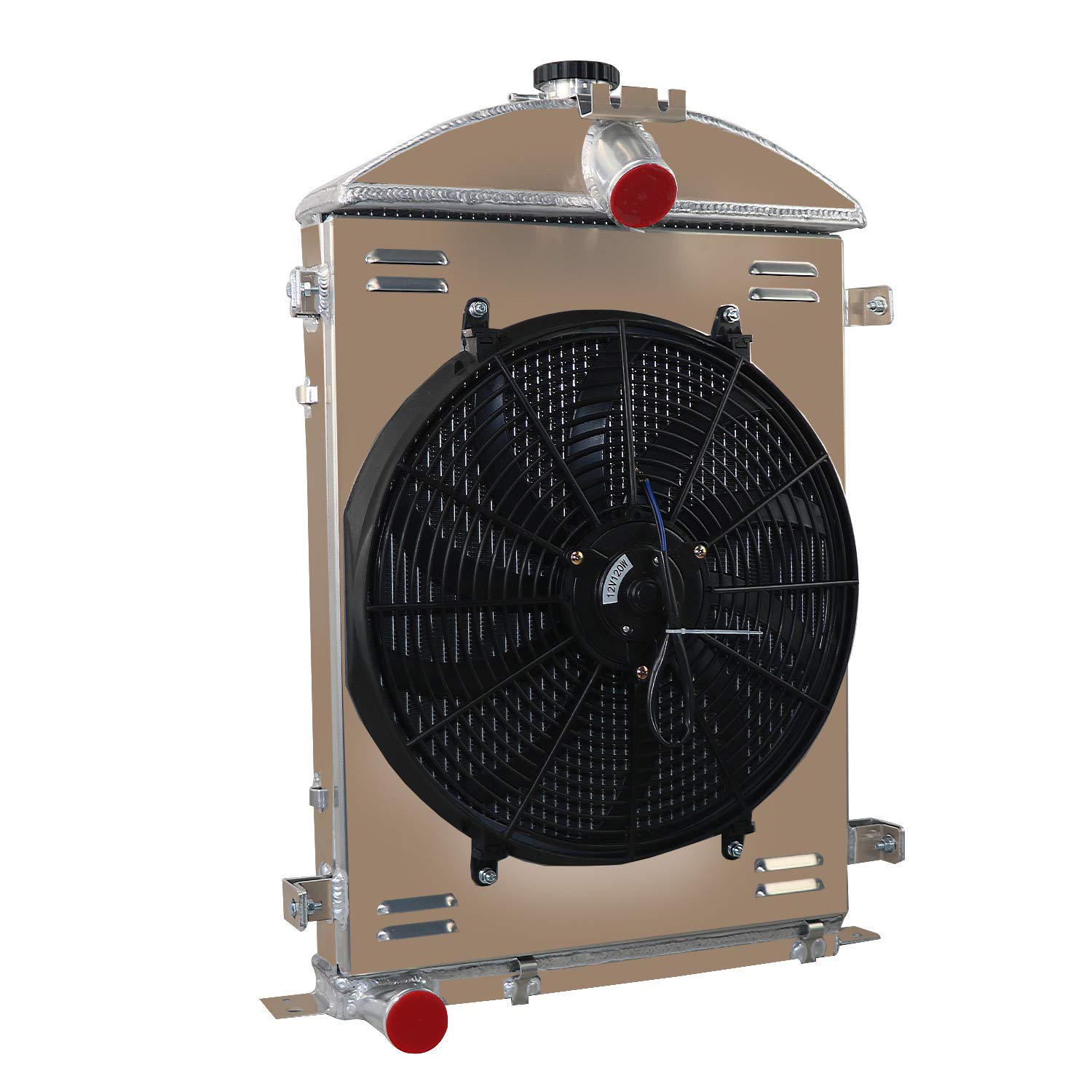 ALLOYWORKS Heavy Duty 3-Row Aluminum Radiator with Shroud Fan & Relay Kit - Compatible with 1930-1931 Ford Model A/AA 3.3L L4 V8 Engines - Perfect for Classic Car Restoration & Hot Rod Upgrades