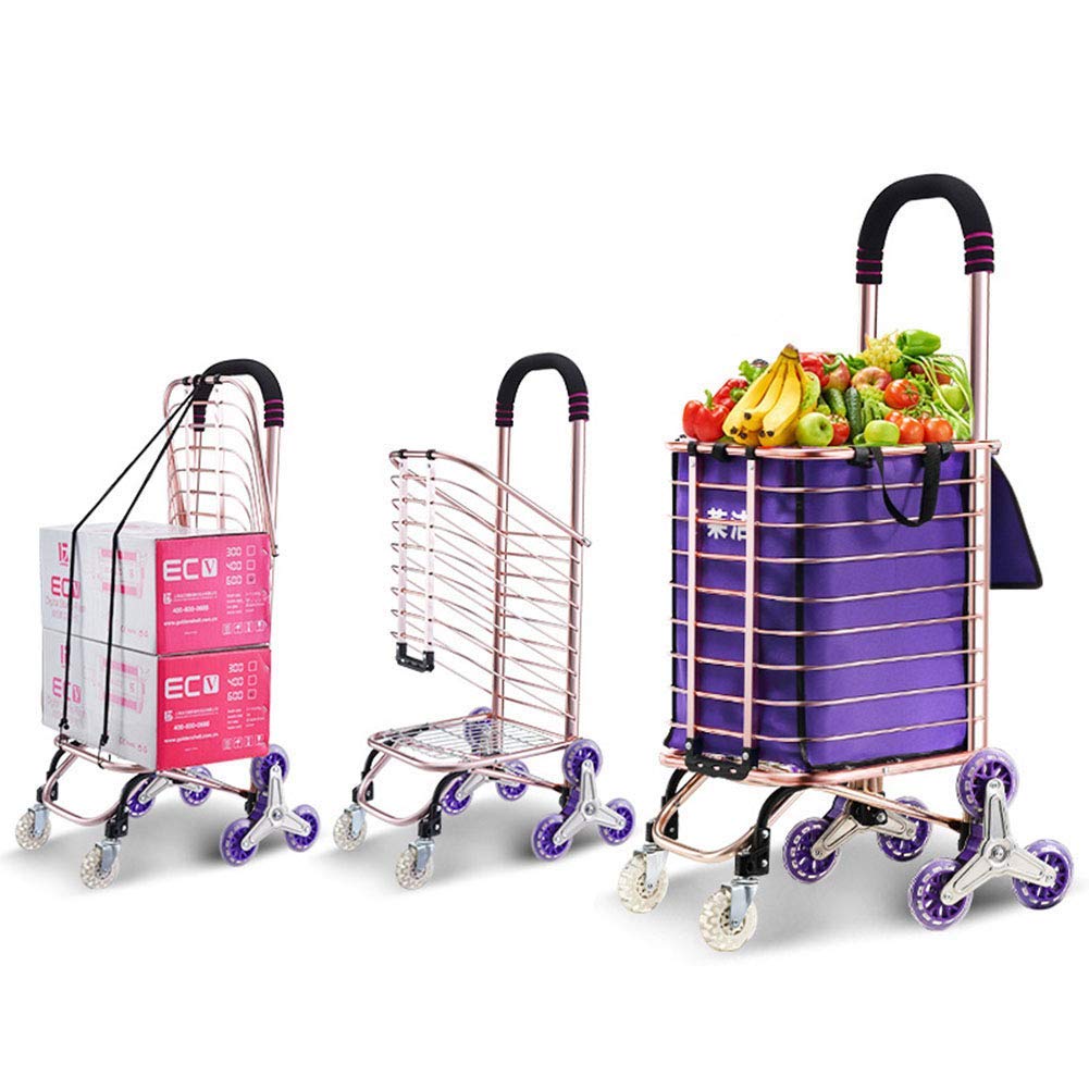 ATAAY Lightweight Folding Shopping Cart with Removable Waterproof Canvas Bag - Sturdy Aluminum Stair Climbing Grocery Utility Cart for Food Shopping, Market Trips & Heavy Goods Transport