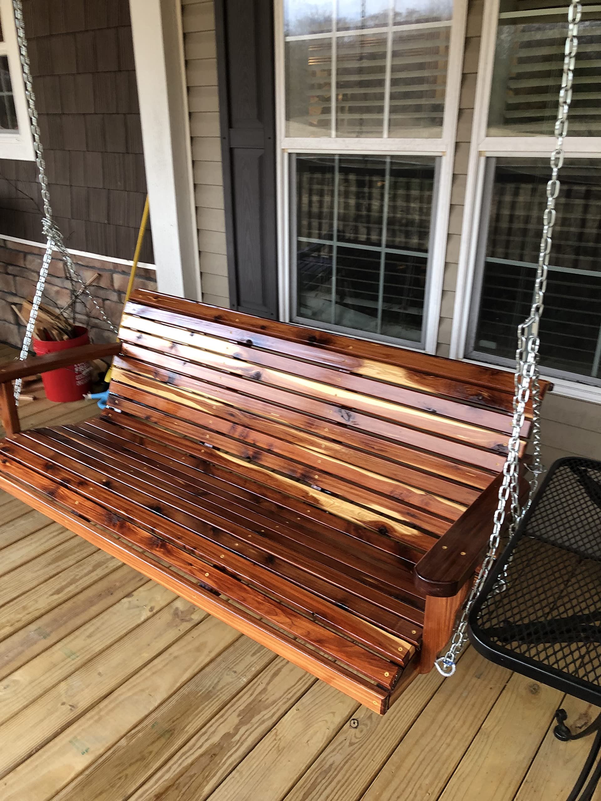 **Handmade Cedar Wood Porch Swing - Rustic Outdoor Patio Furniture for Garden, Backyard & Deck - Perfect Wedding, Christmas, Birthday & Anniversary Gift**